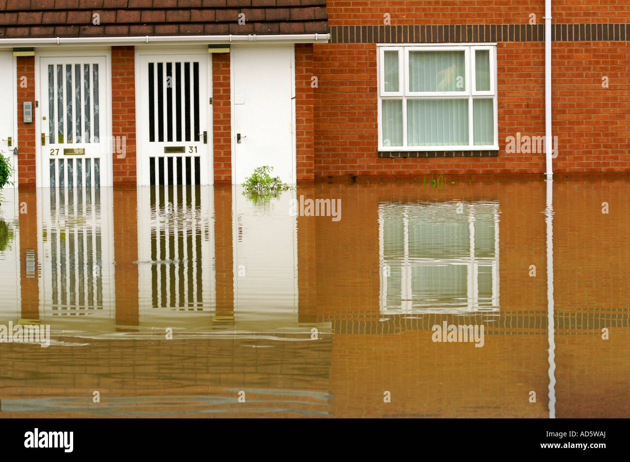 Flooded house, north east England, UK September 2008 Stock Photo