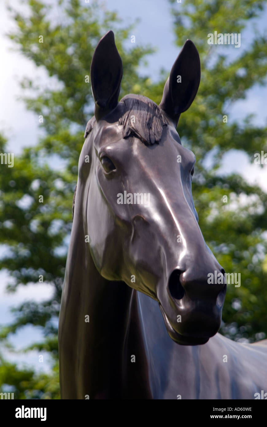 Bronze statue of ten year old racehorse Best Mate winner of three Gold