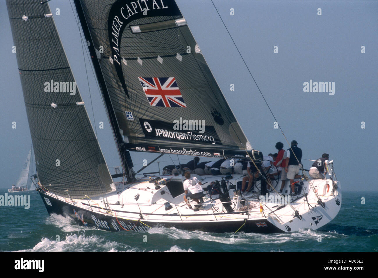 The Farr 52 design yacht Bear of Britian racing off the Isle of Wight Hampshire England during Cowes Week Stock Photo
