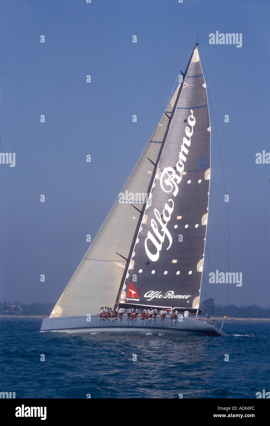 The Reichel Pugh Maxi design yacht Alfa Romeo racing off the Isle of Wight Hampshire England during Cowes Week Stock Photo