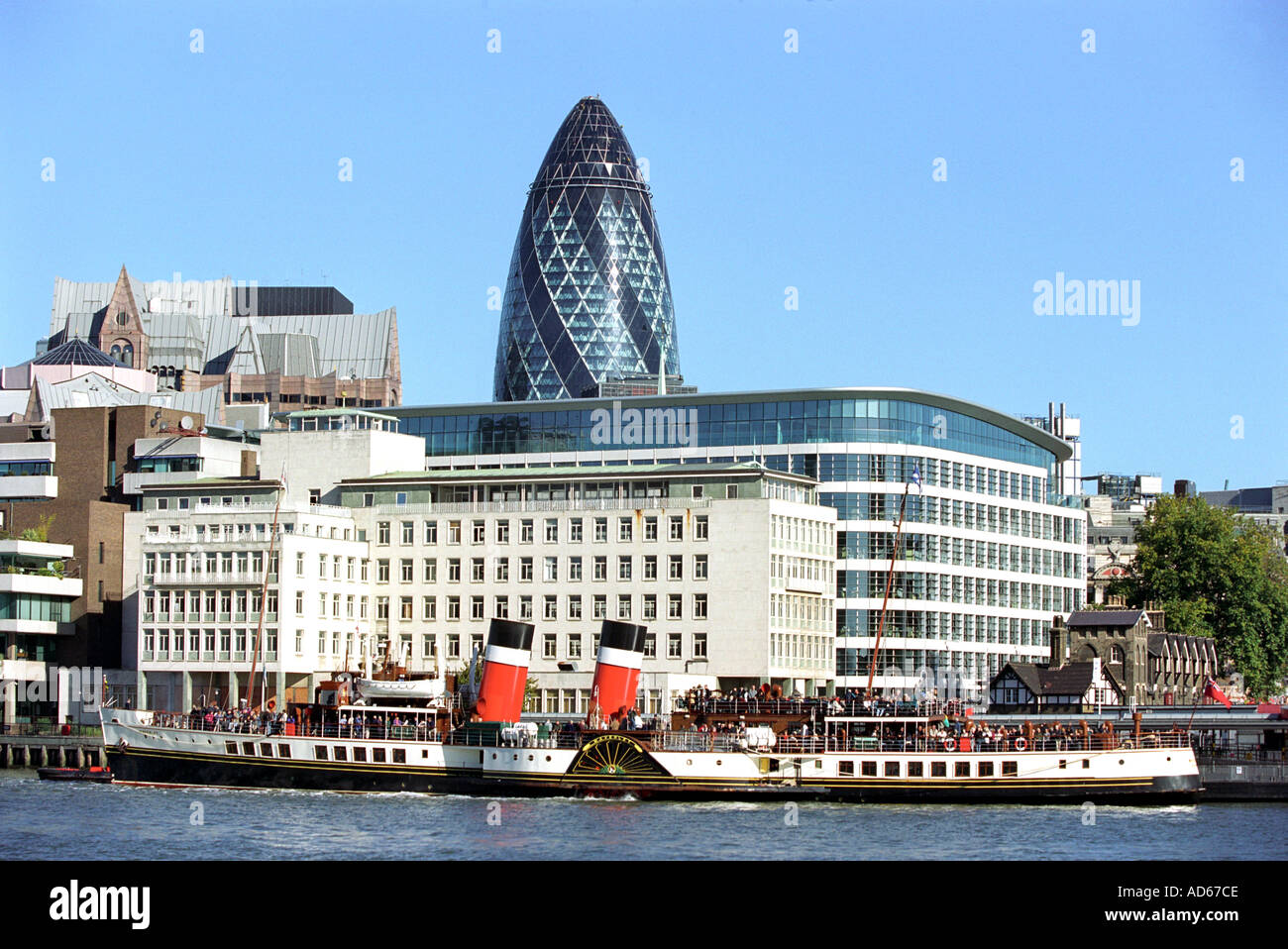 Paddle steamer Waverley on the river Thames in London Britain UK Stock Photo