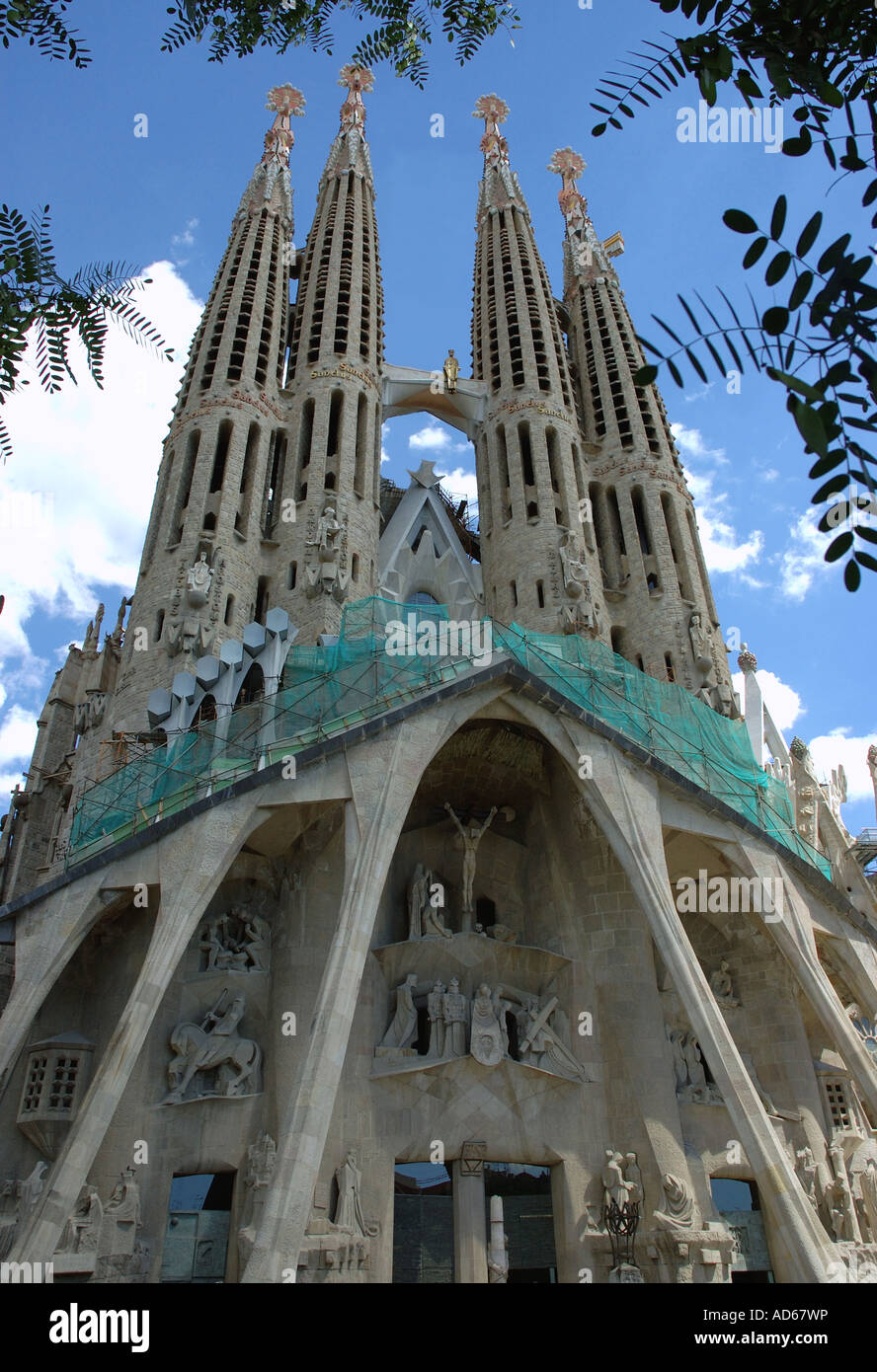View of  La Sagrada Família The Holy Family Temple Barcelona Barça Catalunya Catalonia Cataluña Costa Brava España Spain Europe Stock Photo