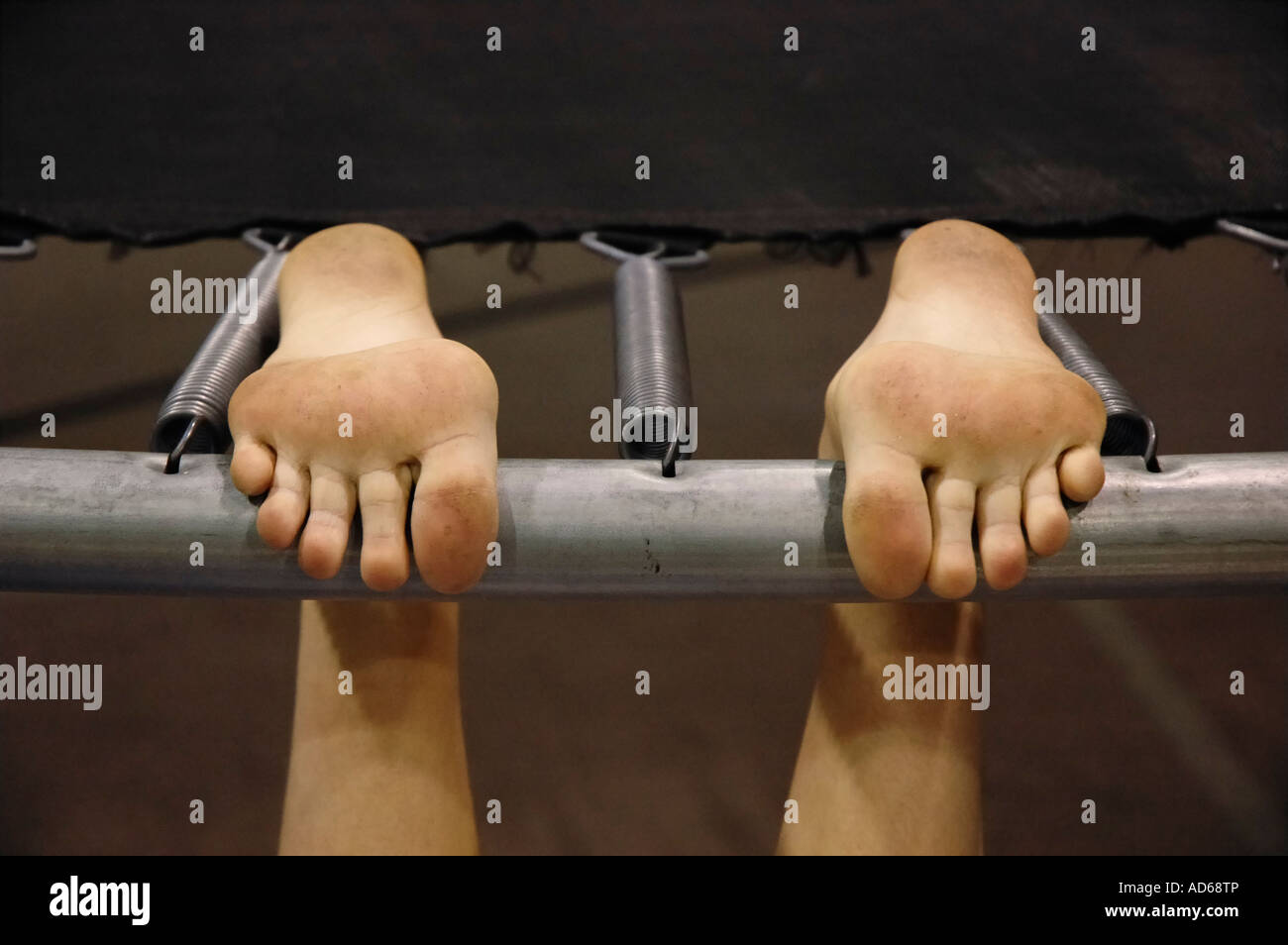 Feet on trampoline hires stock photography and images Alamy