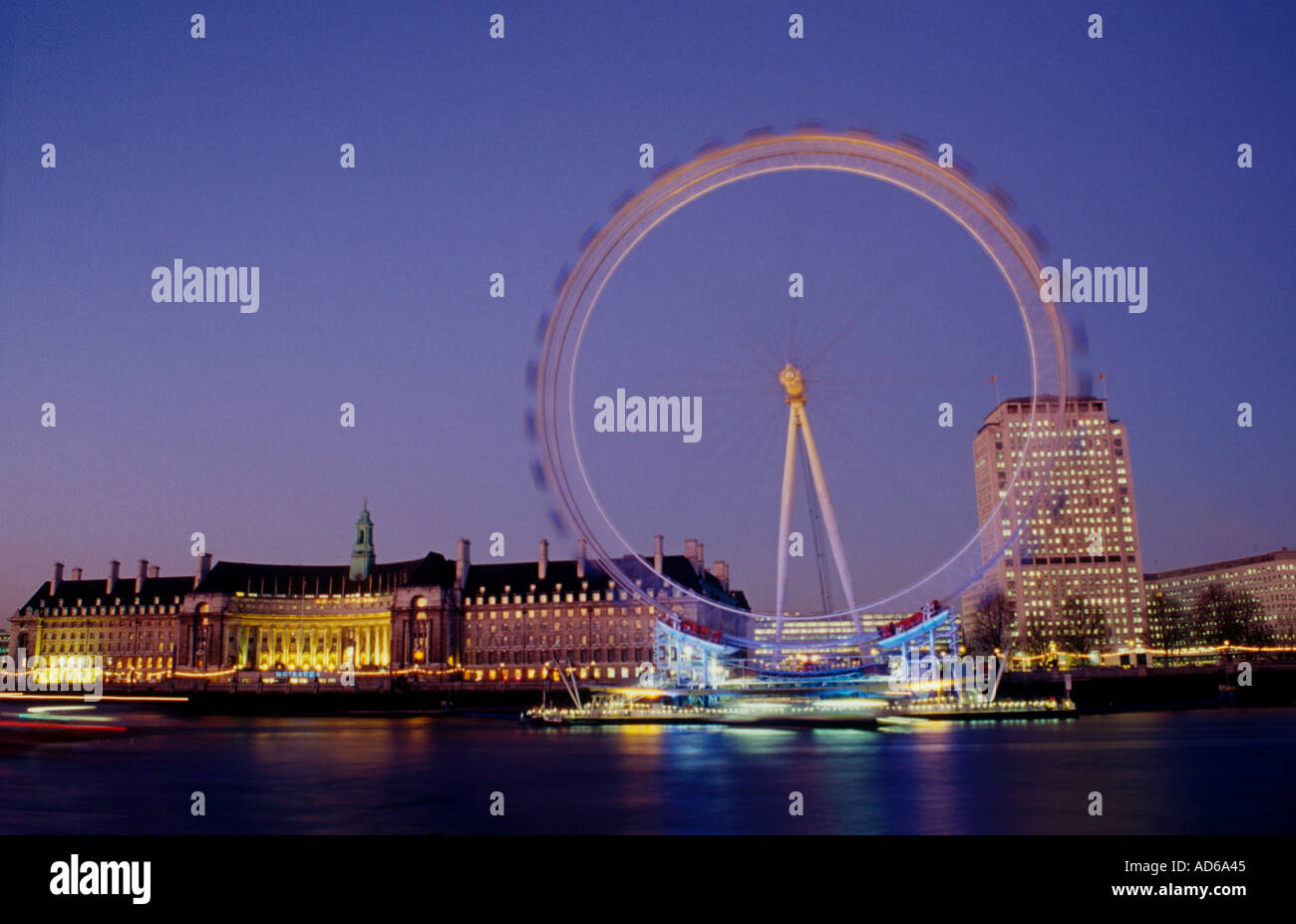 London Eye at dusk Stock Photo