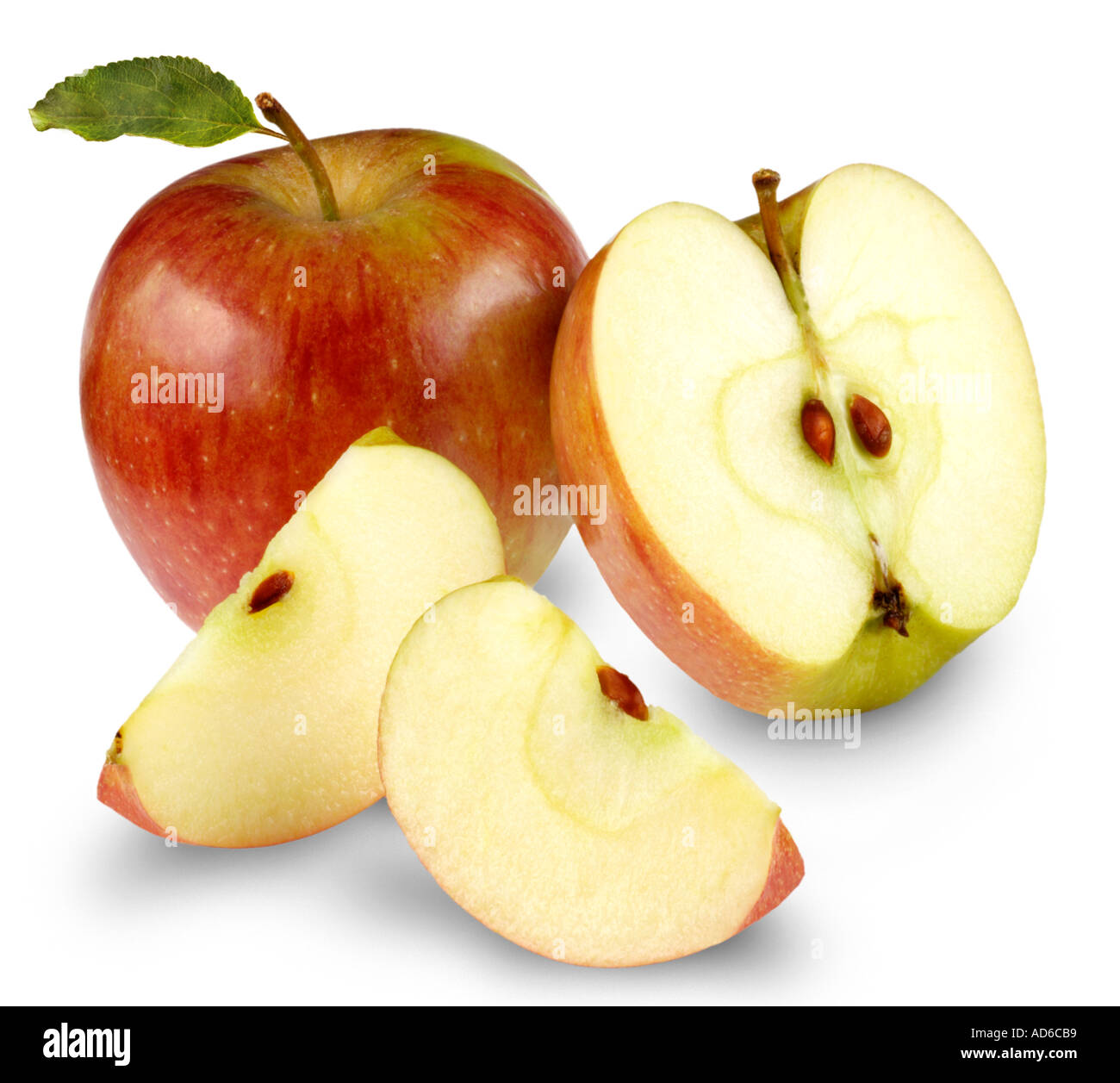 RED APPLES ON WHITE Stock Photo