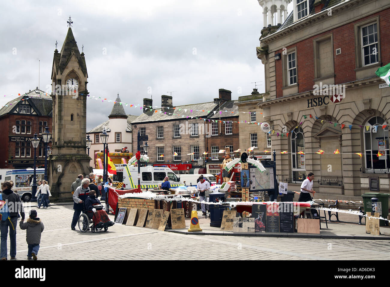 Town Centre Market Square Penrith Cumbria UK Stock Photo 7611378 Alamy