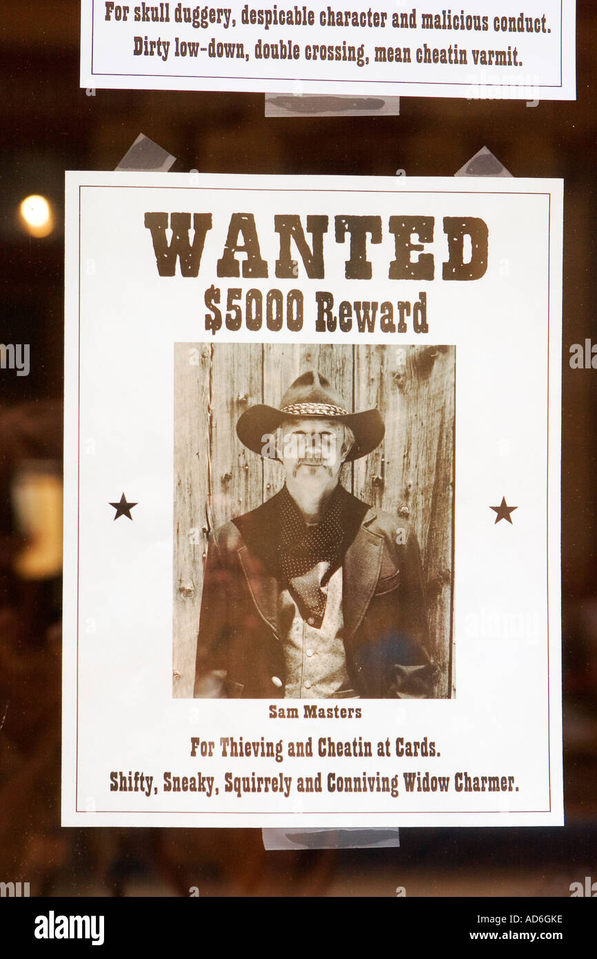 Wanted poster in Georgetown Colorado USA June 2006 Stock Photo