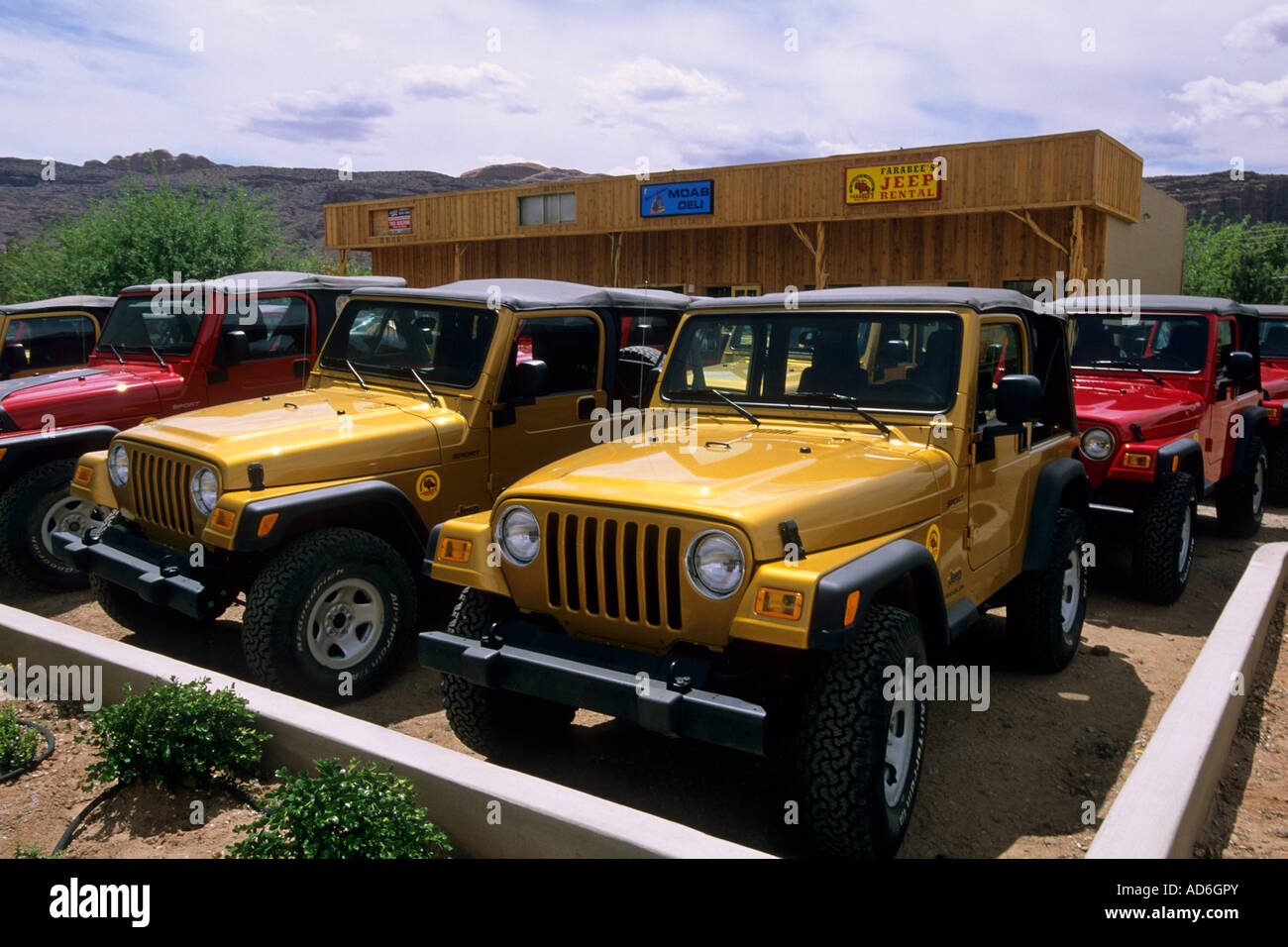 Jeep Rentals lot Moab UTAH Stock Photo Alamy