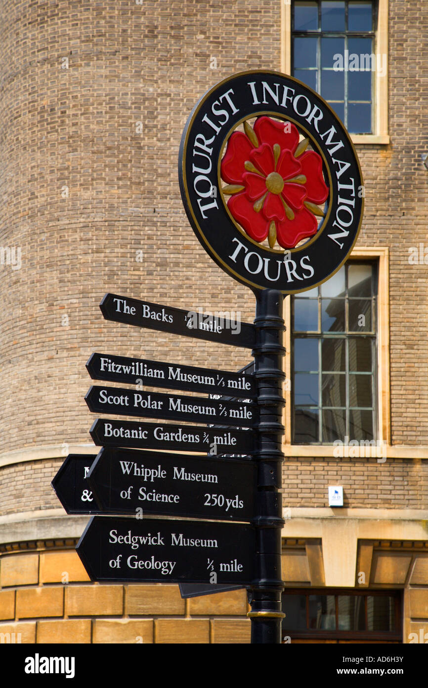Tourist Information Sign near The Guildhall Cambridge England Stock Photo
