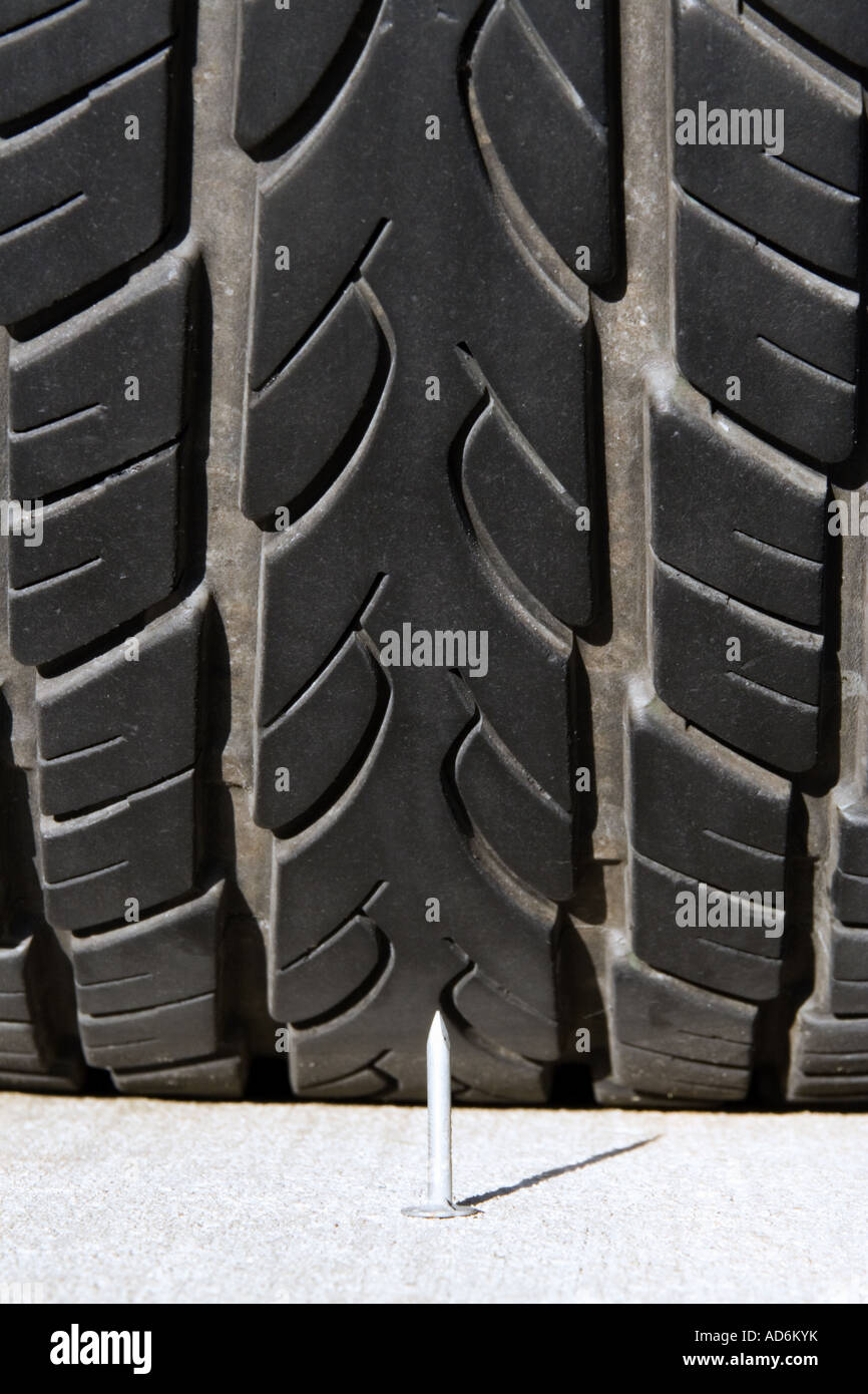Tire road hazard Stock Photo Alamy
