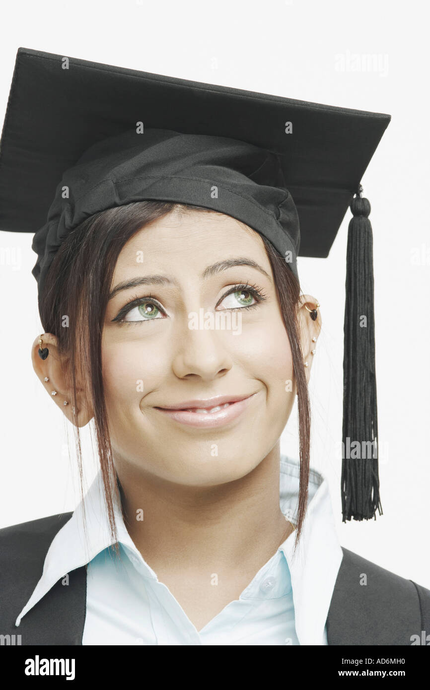 Female graduate looking up hi-res stock photography and images - Alamy
