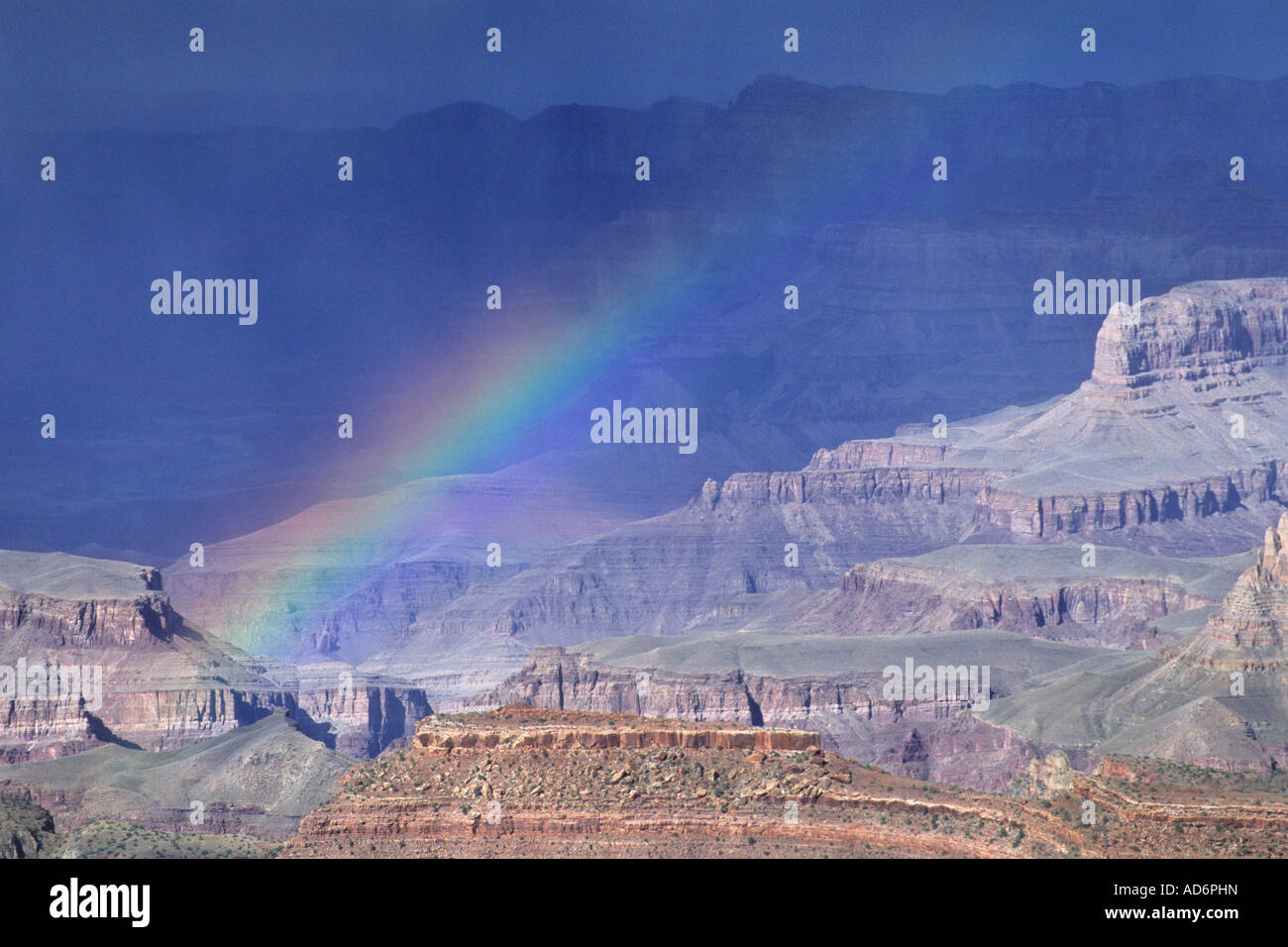 Rainbow over the Grand Canyon from Grandview Point South Rim Grand Canyon National Park ARIZONA Stock Photo