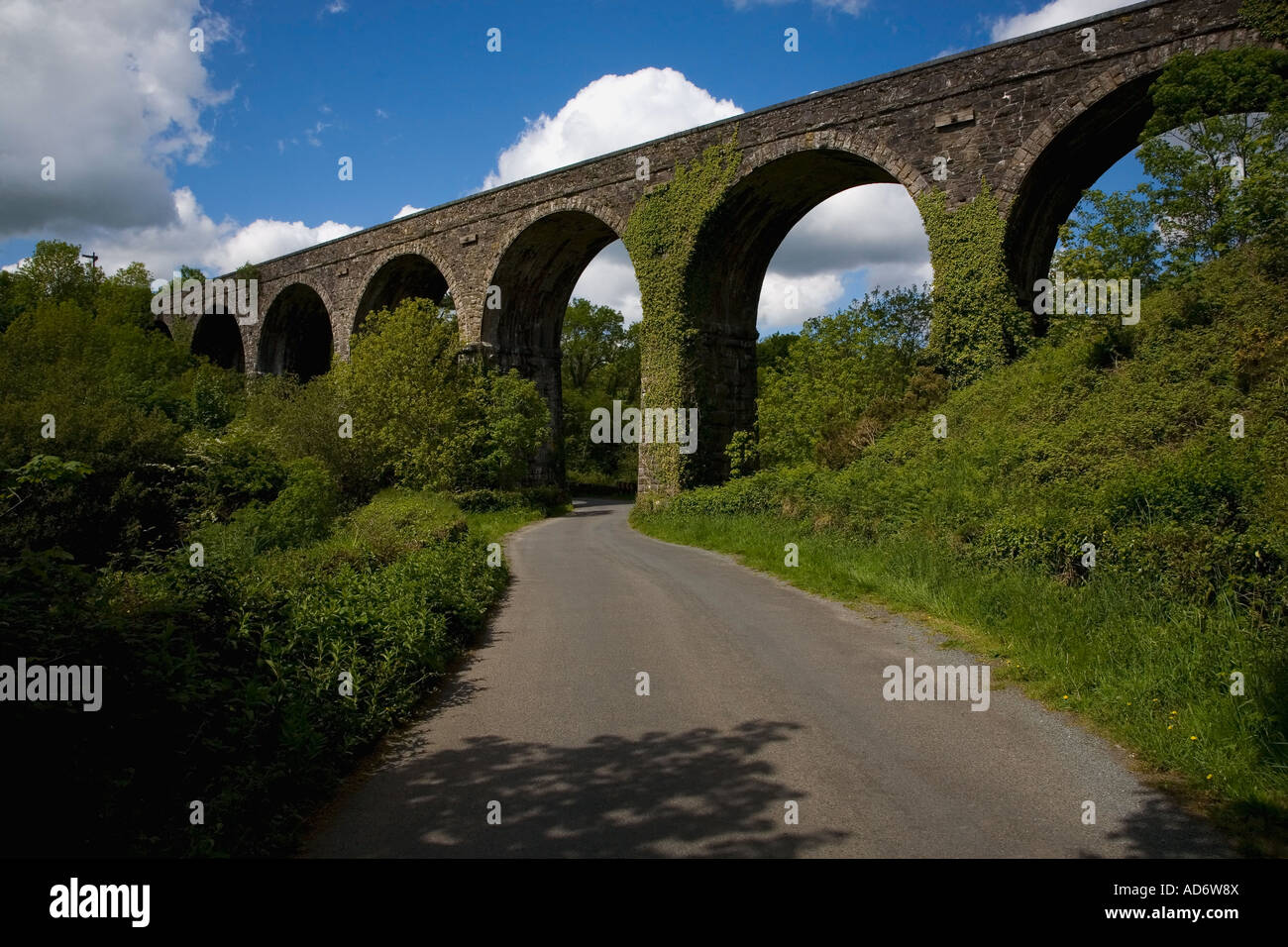 Railway Viaduct on the disused Waterford to Dungarvan Line, now part of the Deise Greenway Track, Kilmacthomas, County Waterford, Ireland Stock Photo