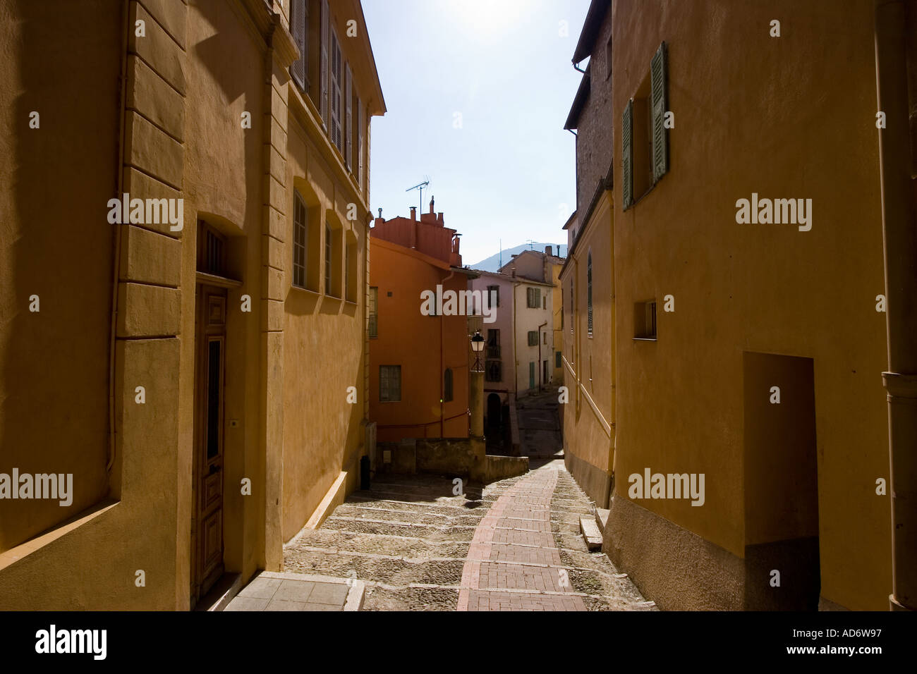 old streets and houses of Menton south france Menton Mediterranean sea ...