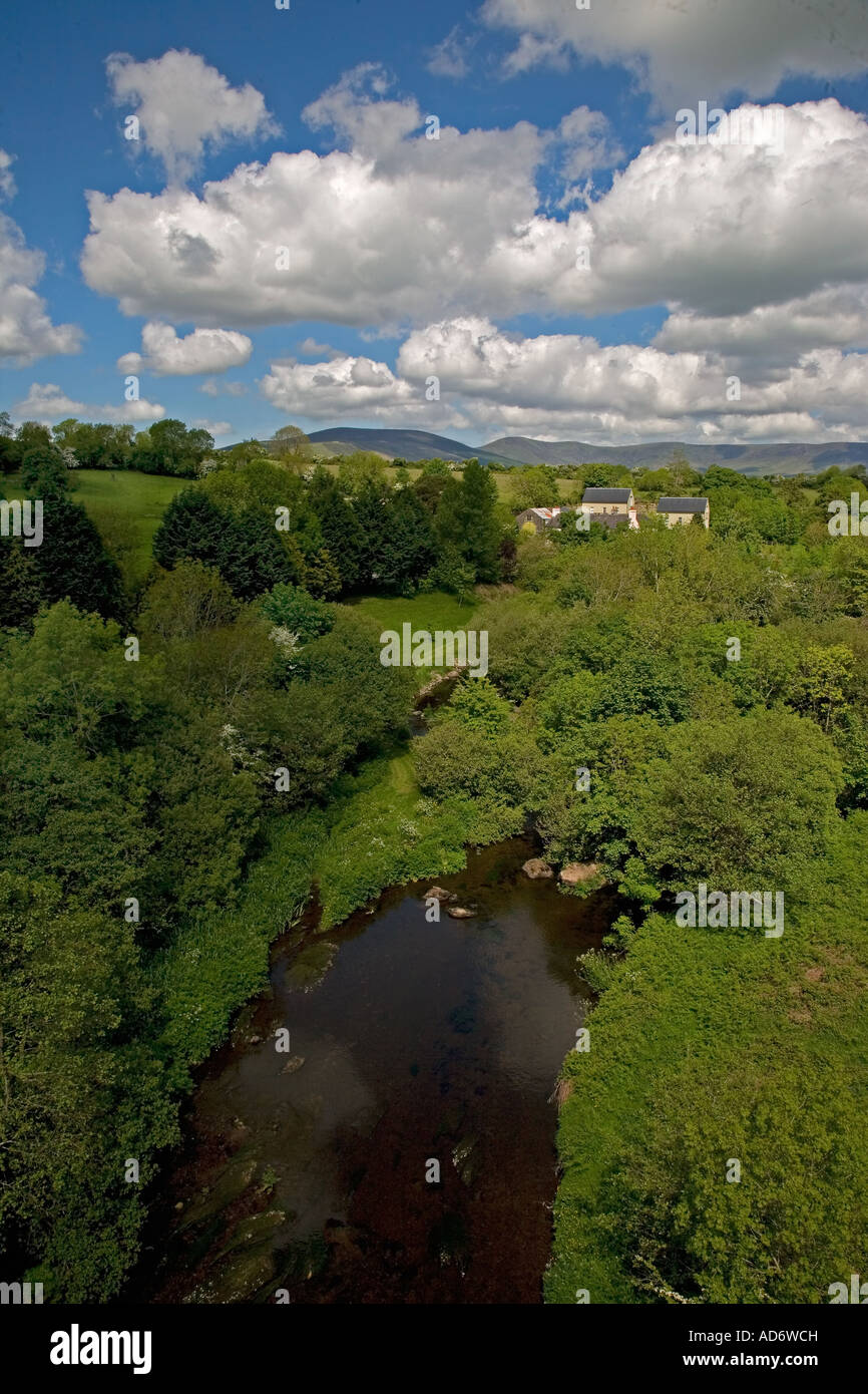 View of the River Tay, looking west from Railway Viaduct, Near Stradbally, County Waterford, Ireland Stock Photo