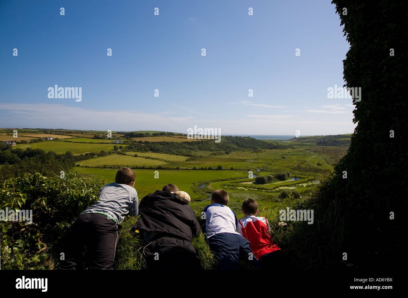 Young lads viewing River Anne, Bird Reserve and Recycling Reed Beds
