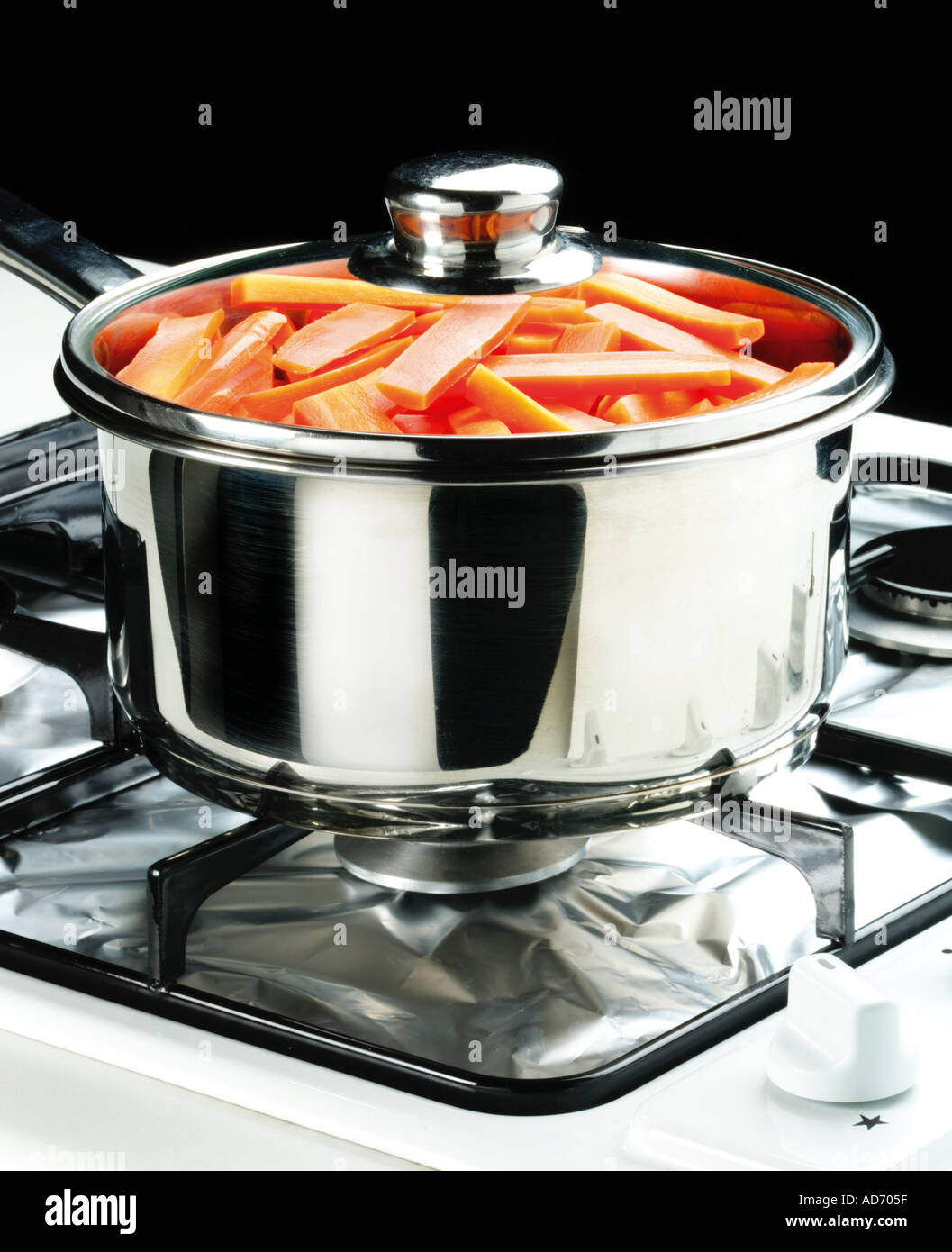 CARROTS IN PAN Stock Photo