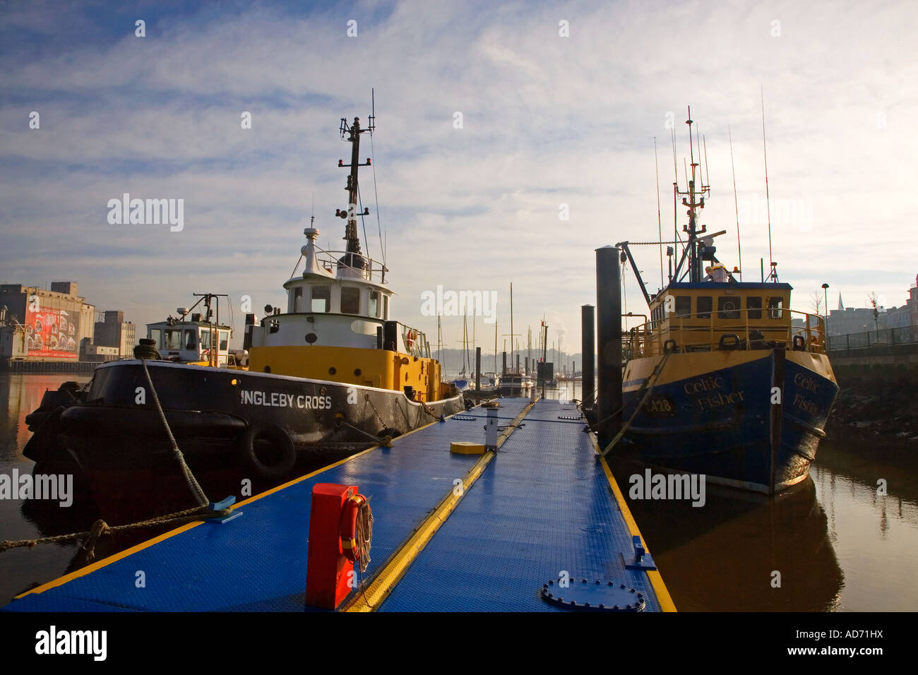 Tugboats Moored at the Waterfront Quays, Waterford City, County Waterford, Ireland Stock Photo