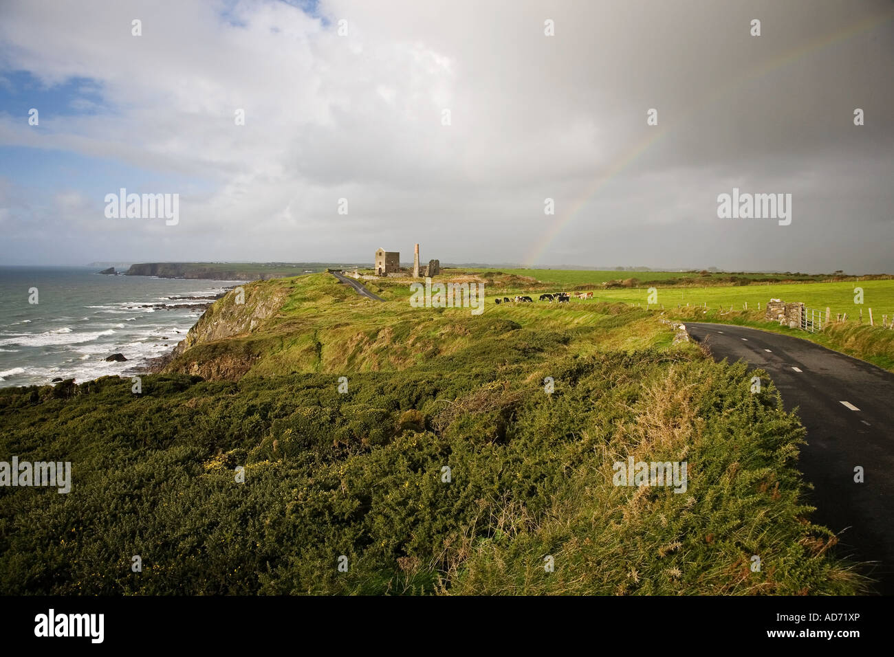 Old Copper Mine Buildings at Tankardstown in the UNESCO designated Copper Coast Geopark , Near Bunmahon, County Waterford, Ireland Stock Photo