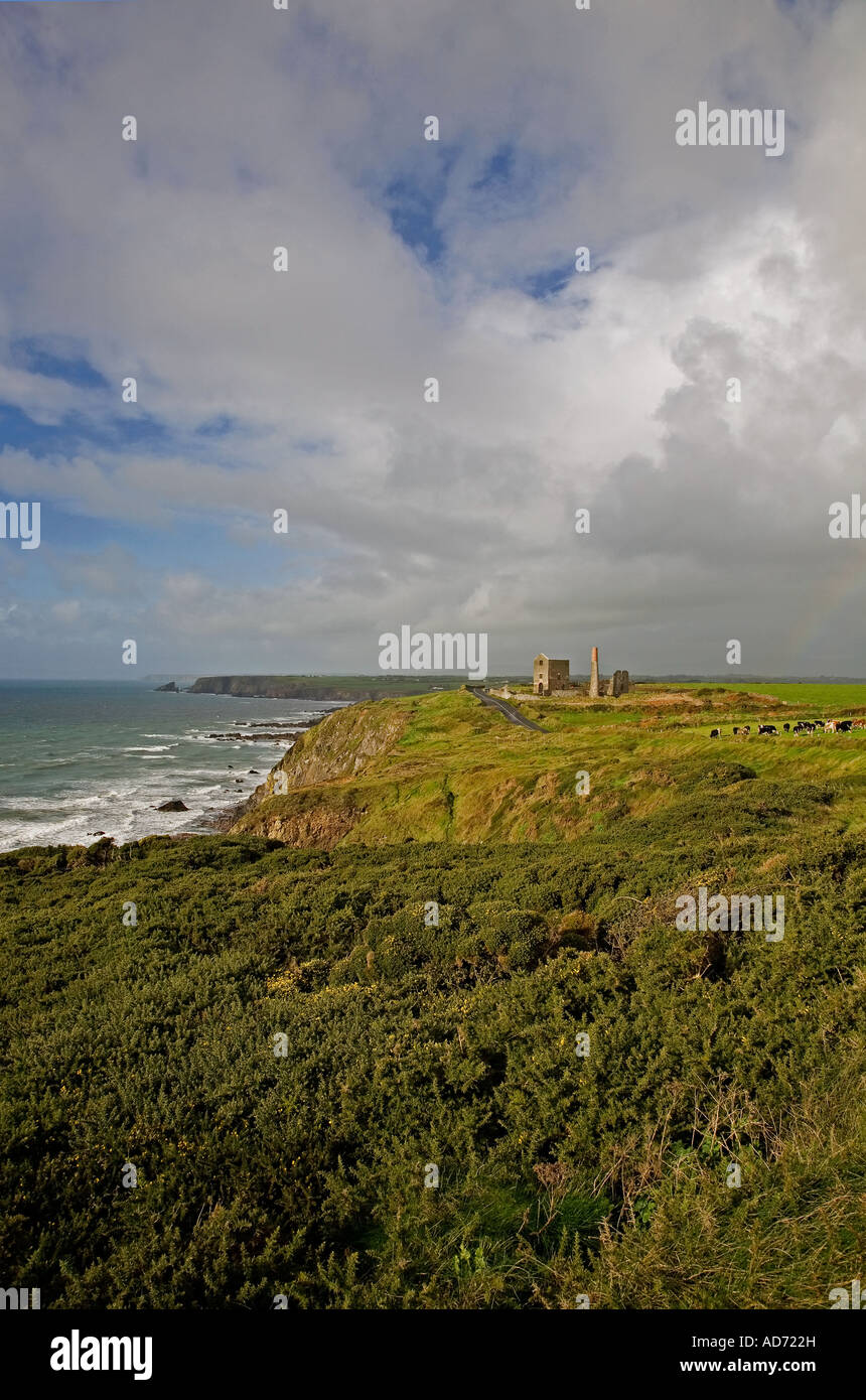 Old Copper Mine Buildings at Tankardstown in the UNESCO designated Copper Coast Geopark , Near Bunmahon, County Waterford, Ireland Stock Photo