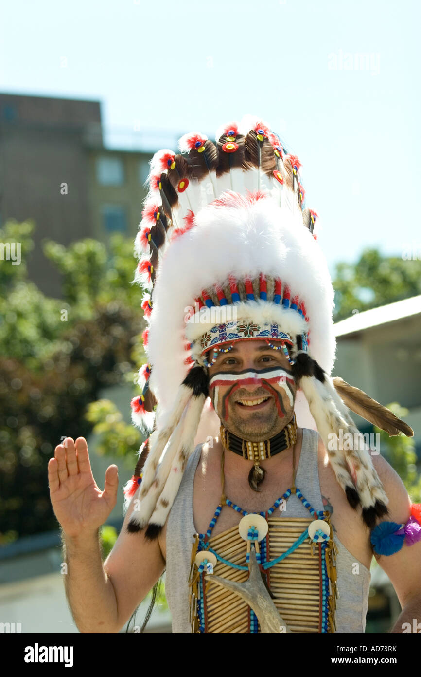 Man participant in the annual Gay Pride Parade in Vancouver BC Canada on August 5 2007 Stock Photo