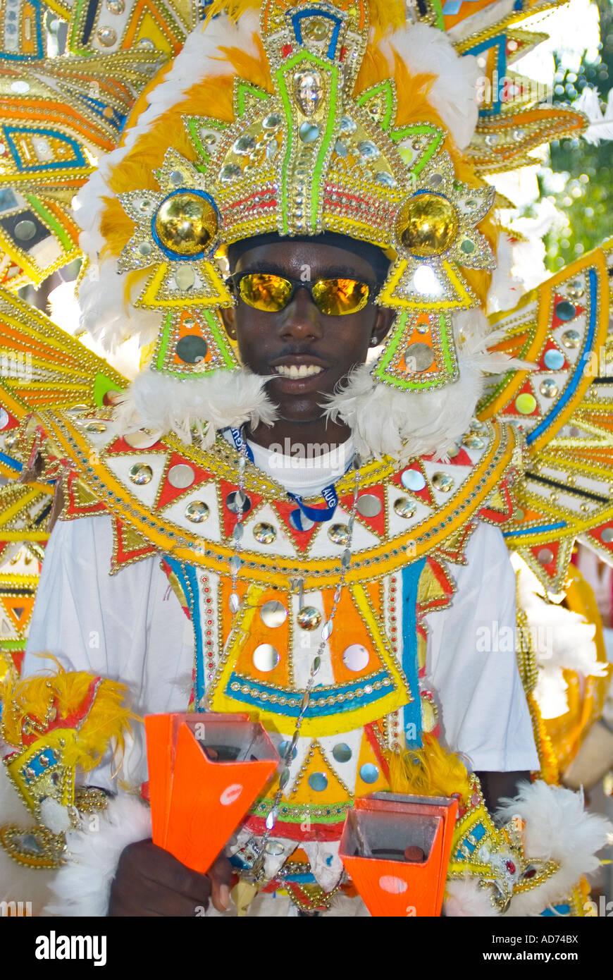 Participant in a Bahamian junkanoo parade Stock Photo