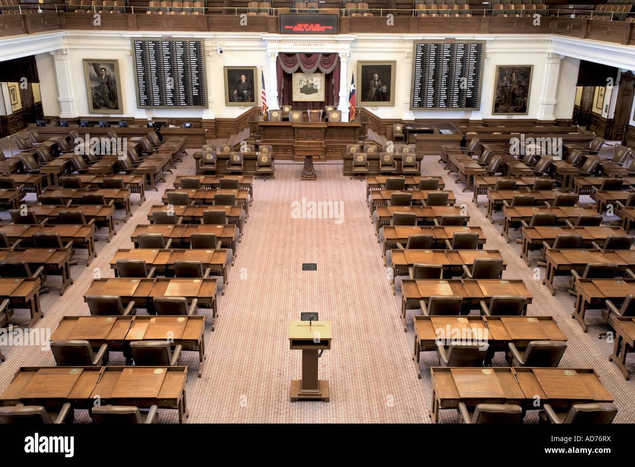 Texas State Capital House of Representatives desks, Austin Texas Stock