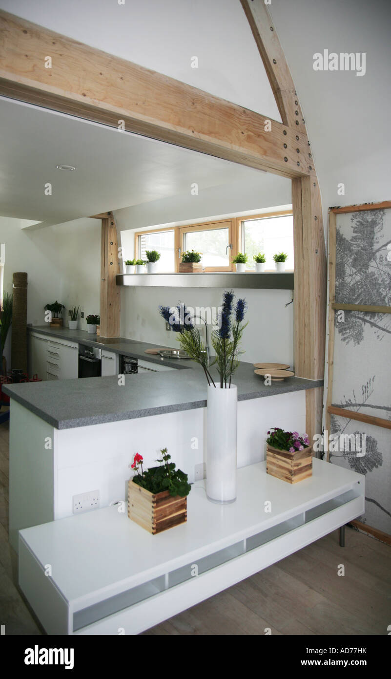 Interior of Britain s first Net Zero Carbon house designed by Sheppard Robson Architects Stock Photo