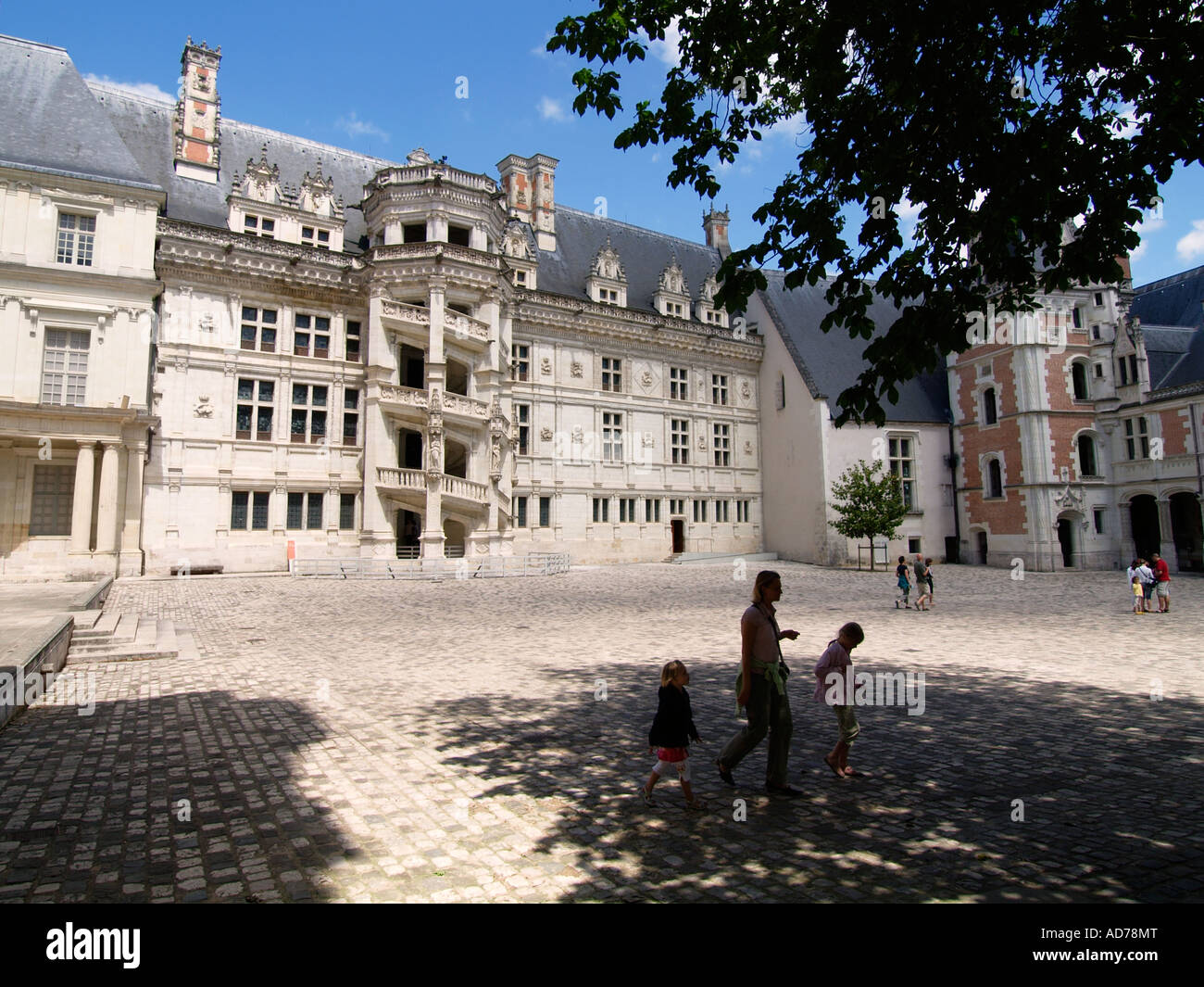 Courtyard of the Blois chateau castle Loire Valley France Stock Photo