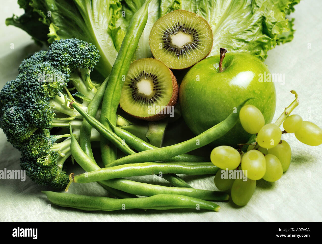 Green fruits and vegetables Stock Photo Alamy