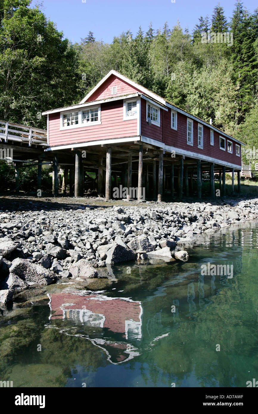 Old wodden house in fishing village Telegraph Cove on Vancouver Island