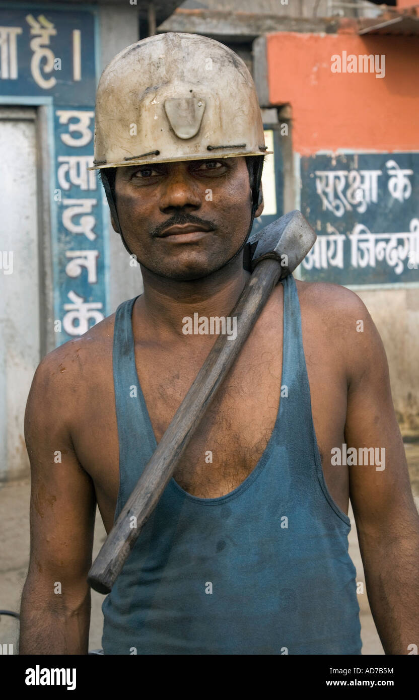 Mine worker BCCL Indian state coal mine near Dhanbad Stock Photo