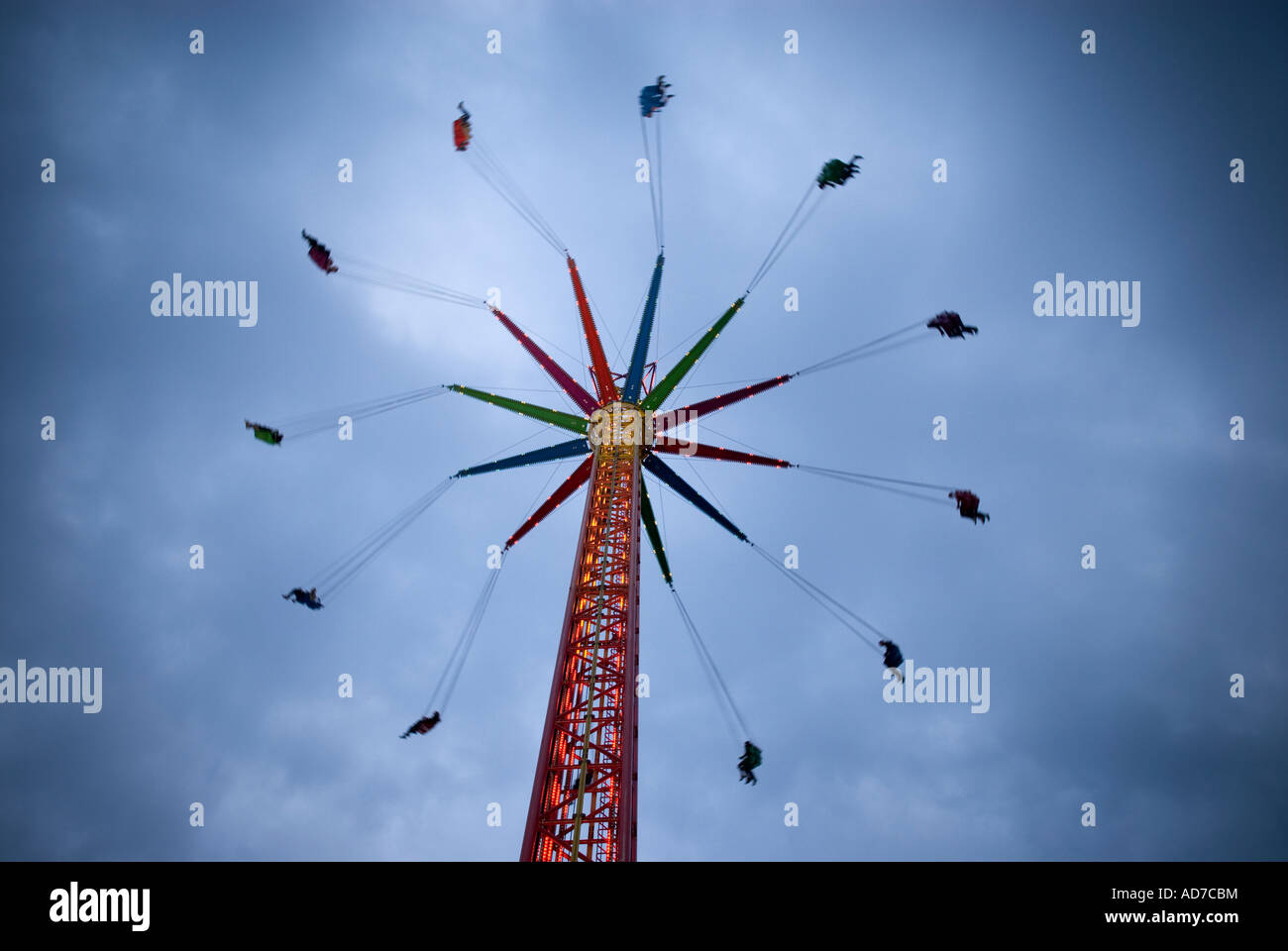 Carnival ride at night, Bergkirchweih beer festival, Erlangen, Germany Stock Photo Alamy