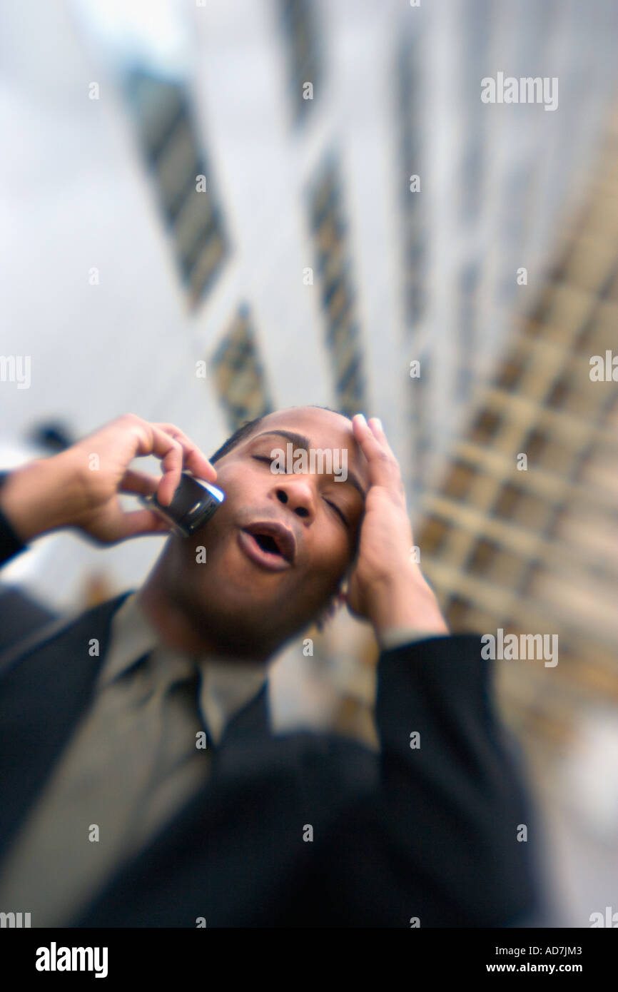 African American executive on cell phone Stock Photo