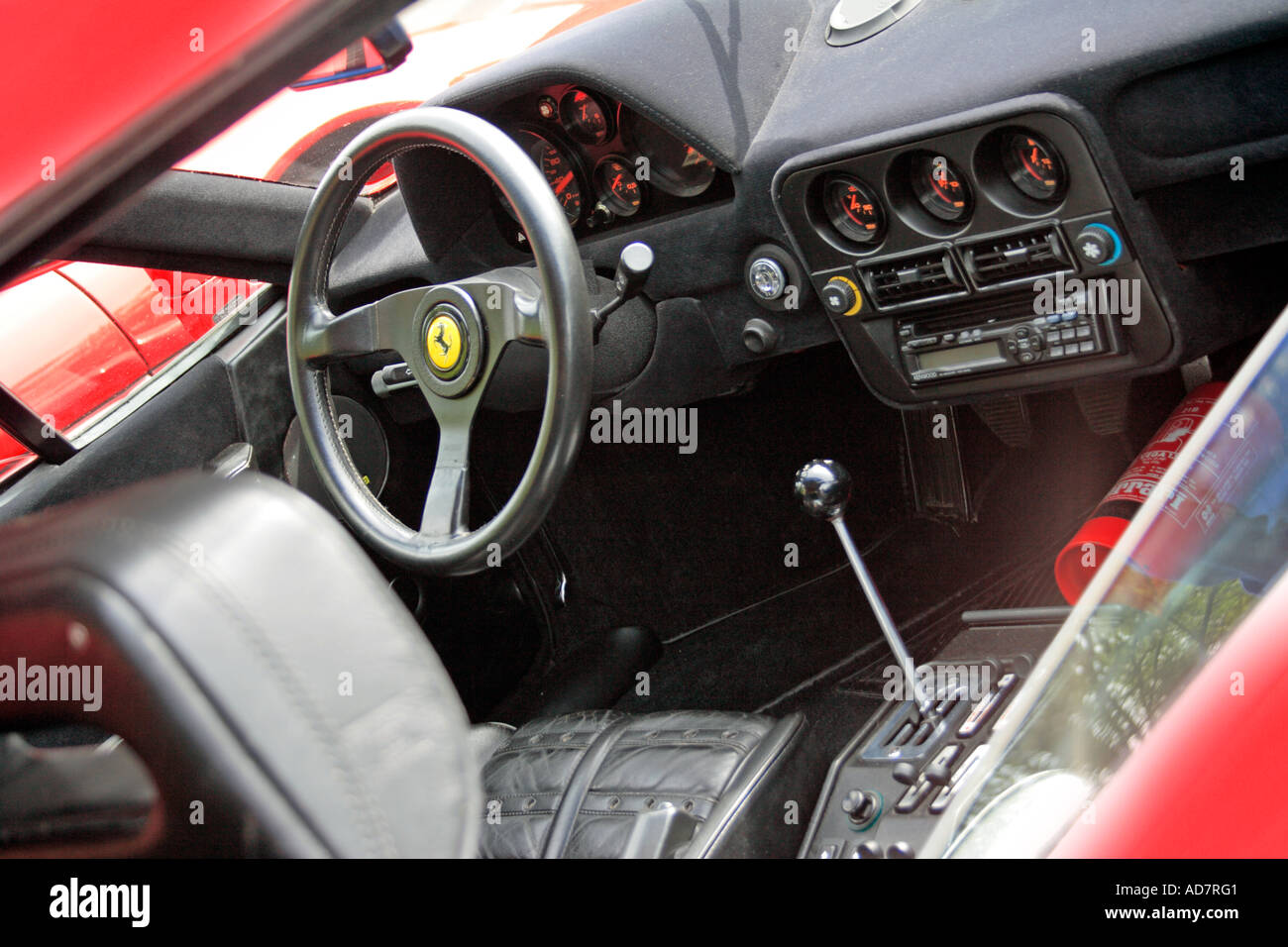 Interior of red Ferrari 288 GTO Stock Photo