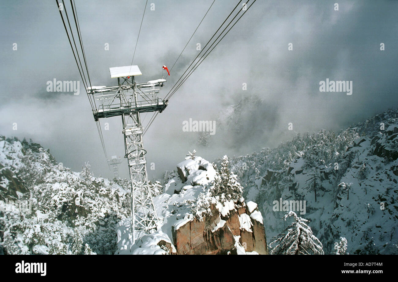 Ascending the Palm Springs Aerial Tramway in Palm Springs, California. Stock Photo