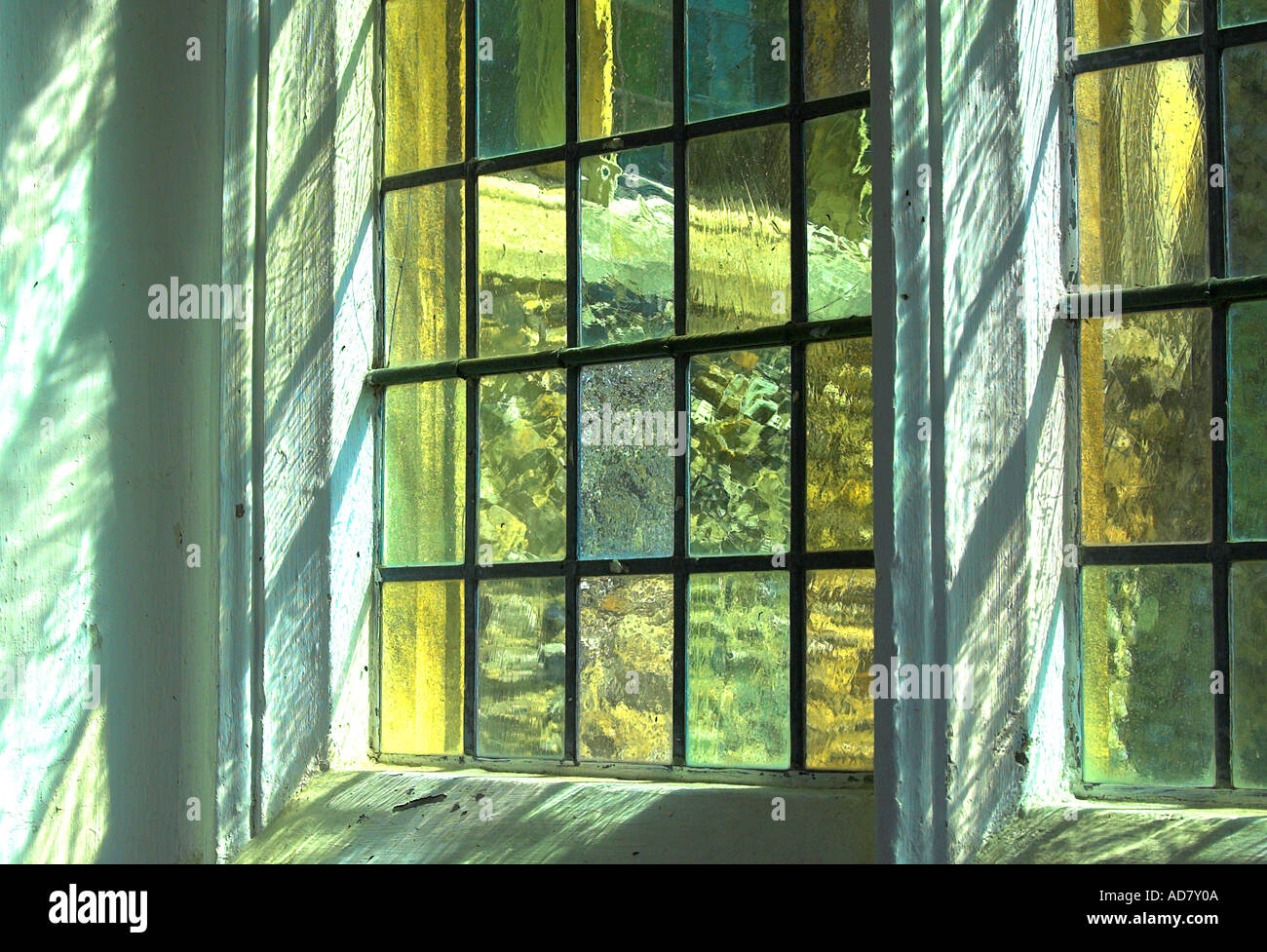 stained glass window St Peter ad Vincula Coggeshall Essex Stock Photo