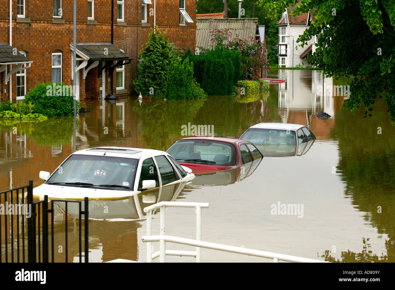 Flooded cars,  North England UK, September 2008 Stock Photo