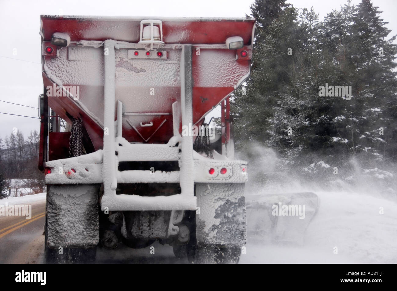 Snow plow truck in action Stock Photo Alamy
