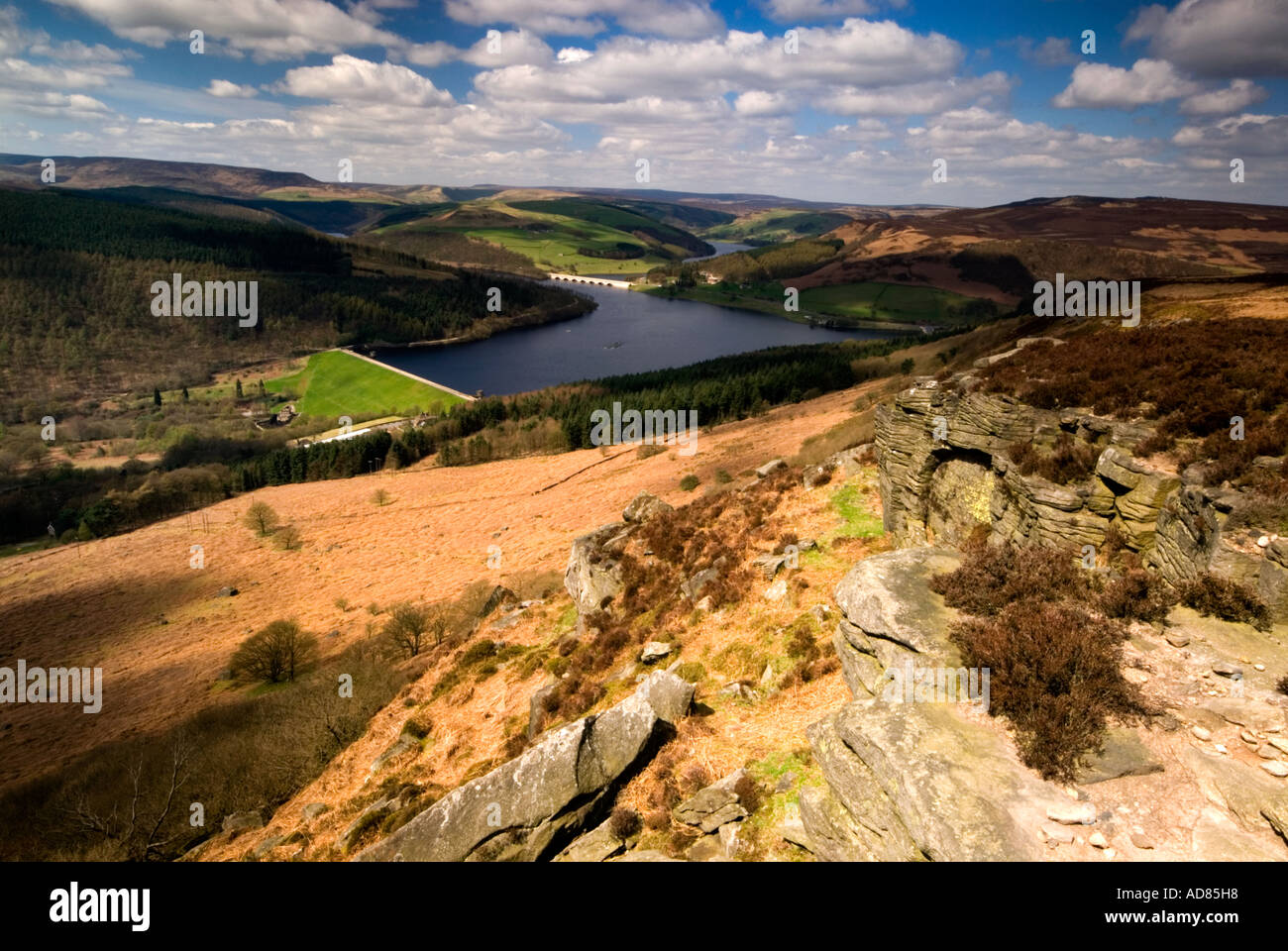 Ladybower Reservoir From Baslow Edge Derbyshire UK Stock Photo - Alamy