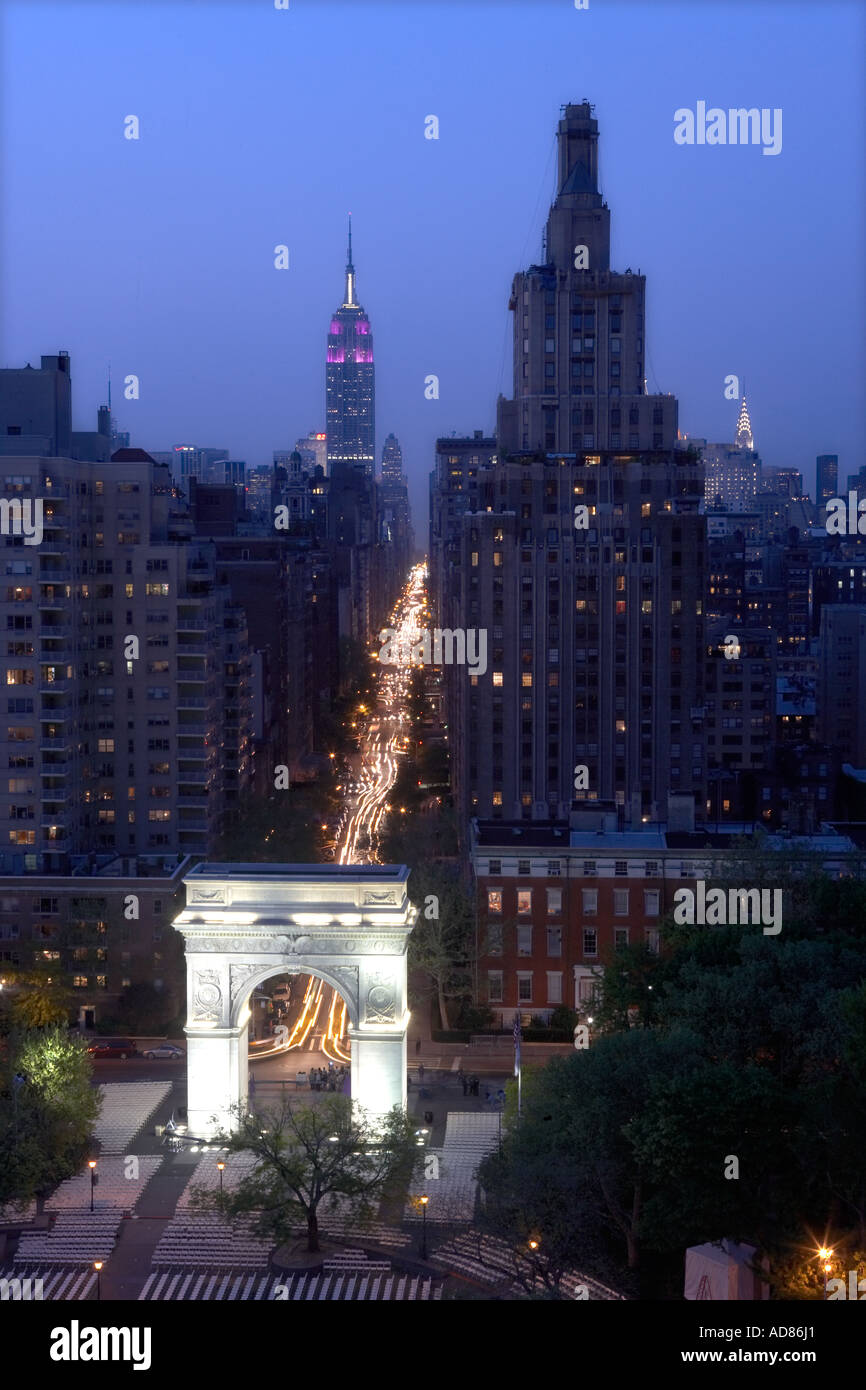 New York City skyline dusk uptown America Big Apple Manhattan New York ...