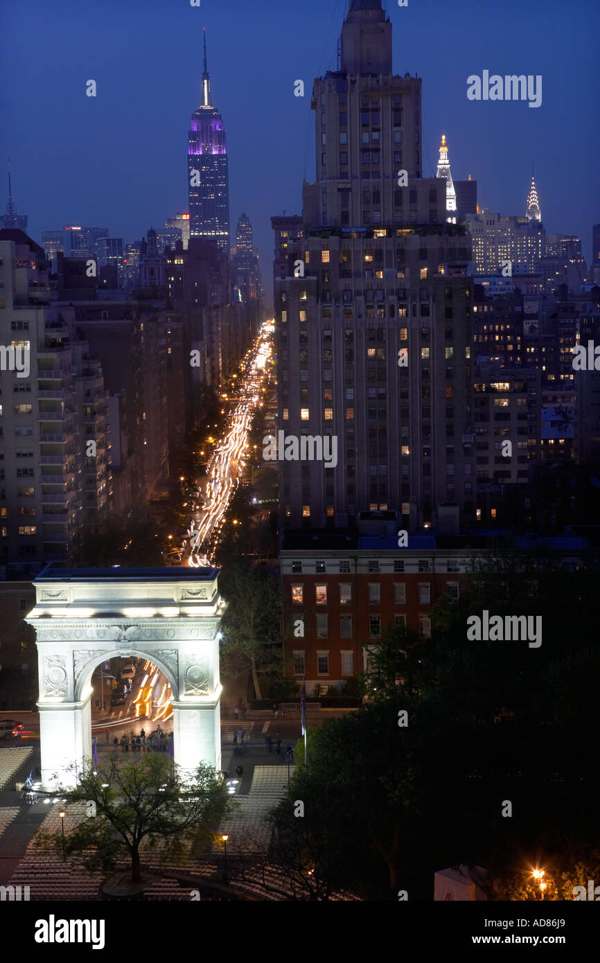 New York City skyline dusk uptown America Big Apple Manhattan New York ...