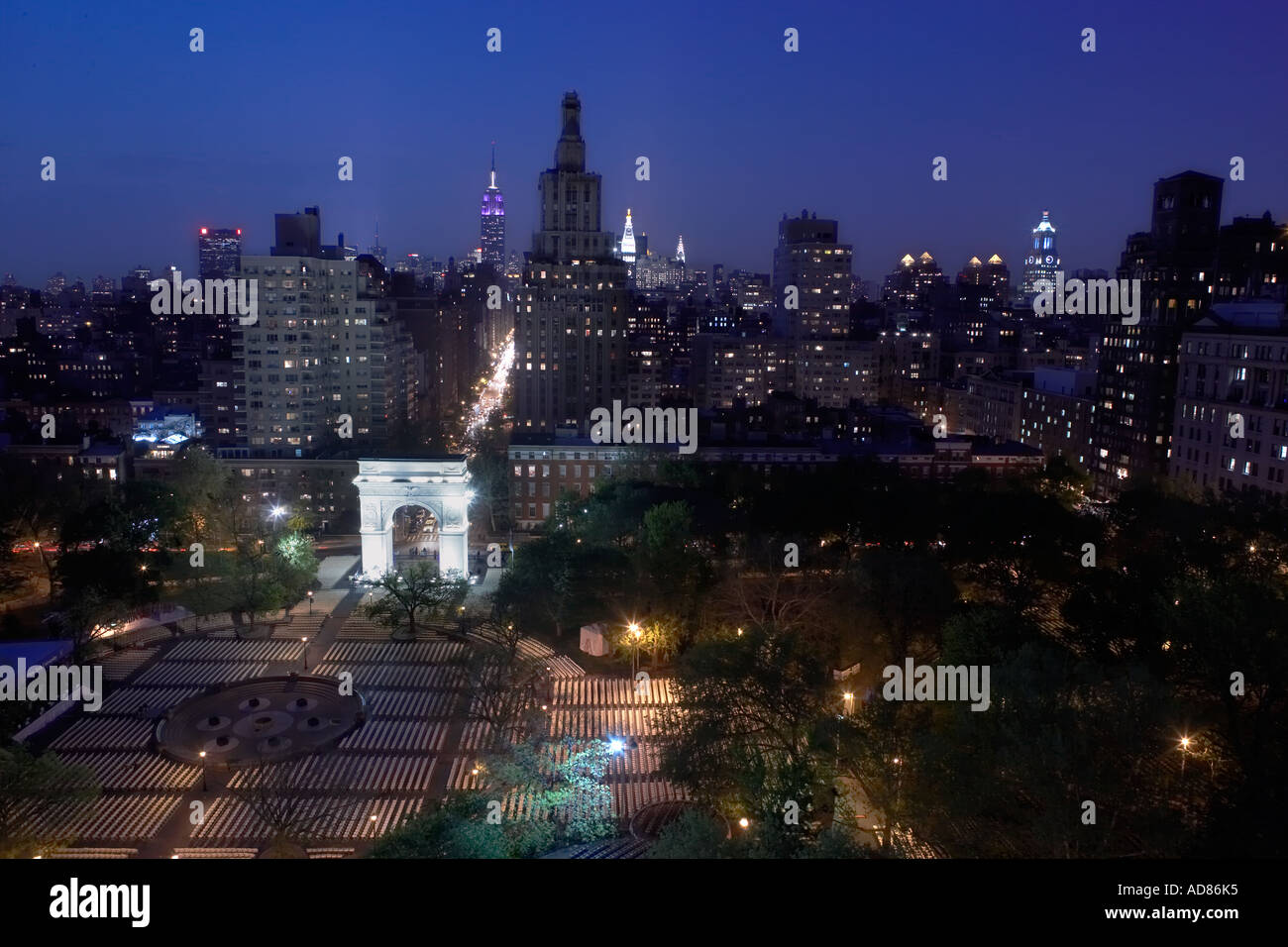 New York City skyline dusk uptown America Big Apple Manhattan New York ...