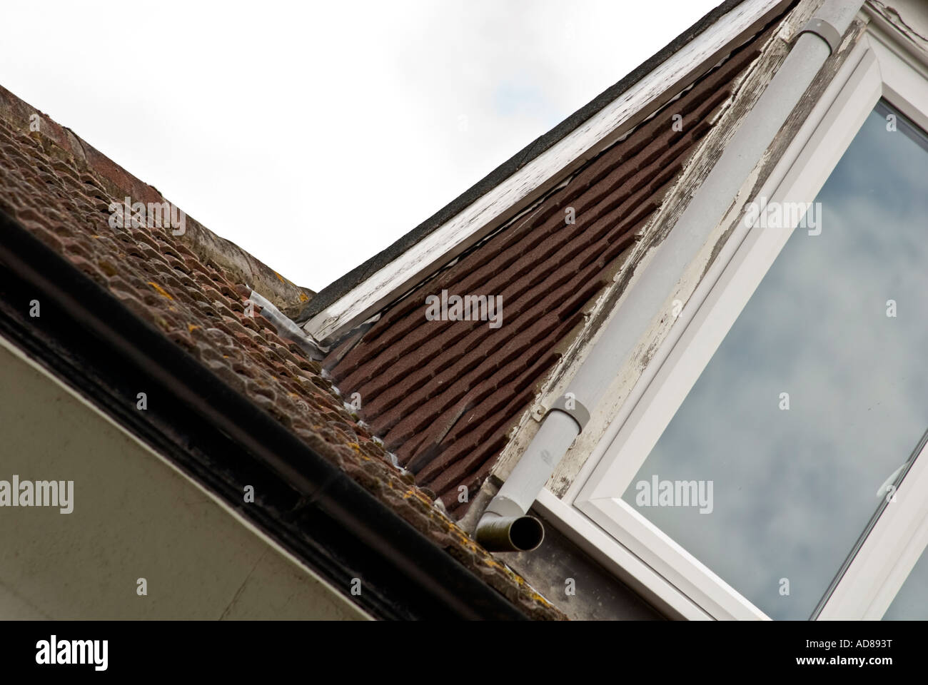 BADLY REPAIRED ROOF Stock Photo
