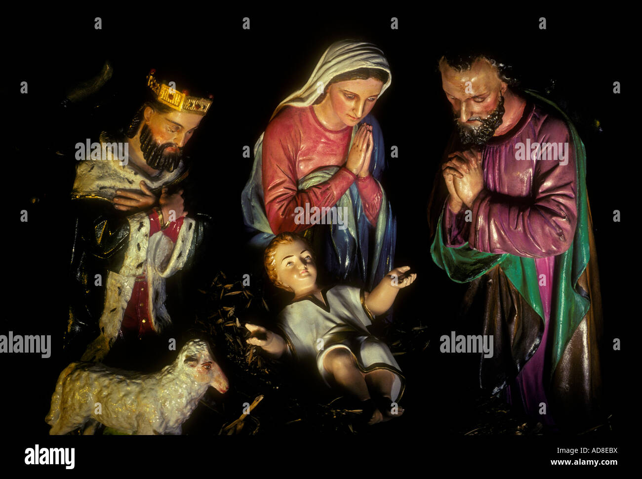 manger, creche, nativity scene, Saint Mary's Cathedral, Cathedrale Sainte-Marie, French Basque Country, city of Bayonne, Bayonne, France, Europe Stock Photo