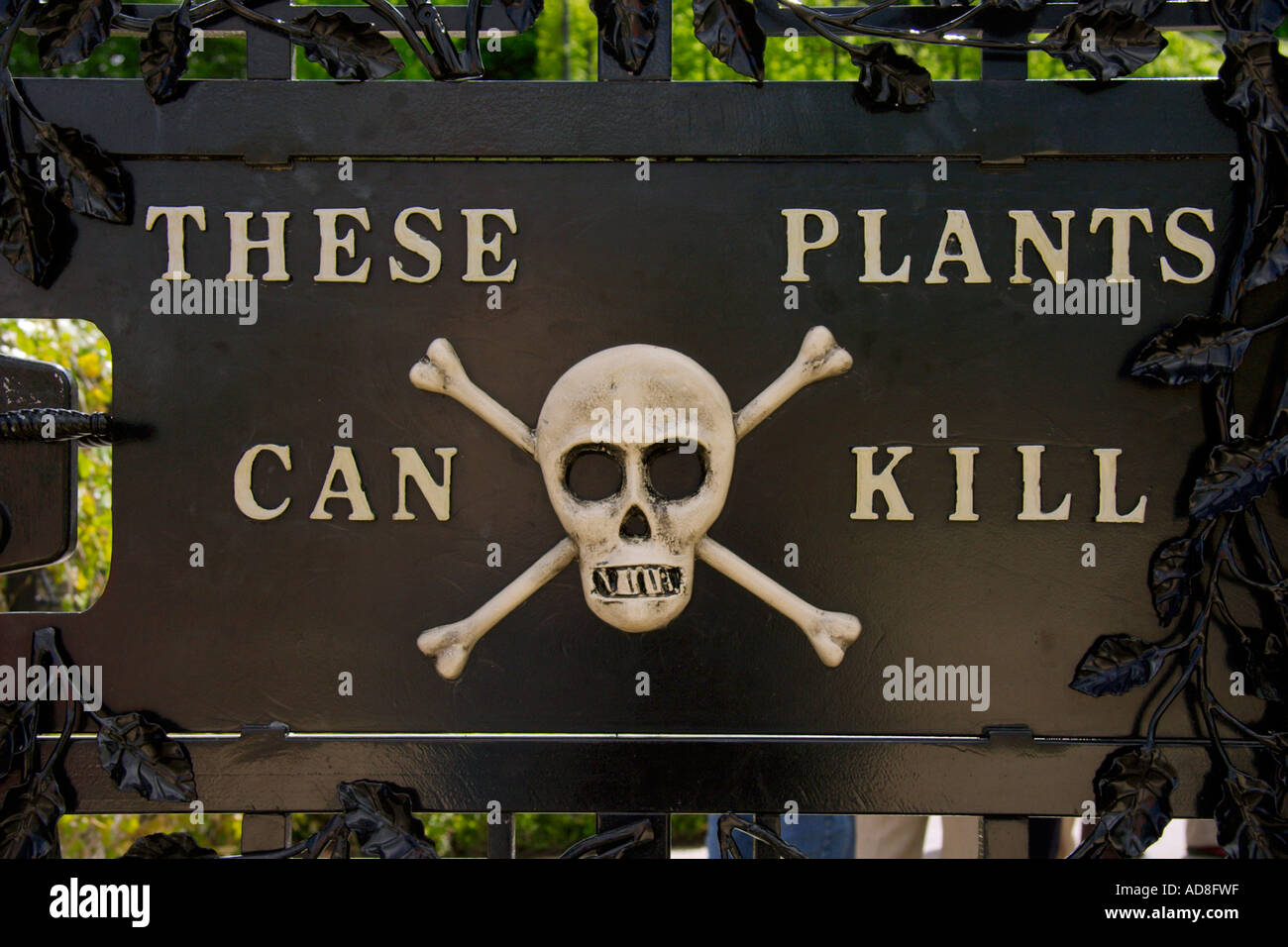 The sign on the gates to the Poison Garden at Alnwick Gardens ...