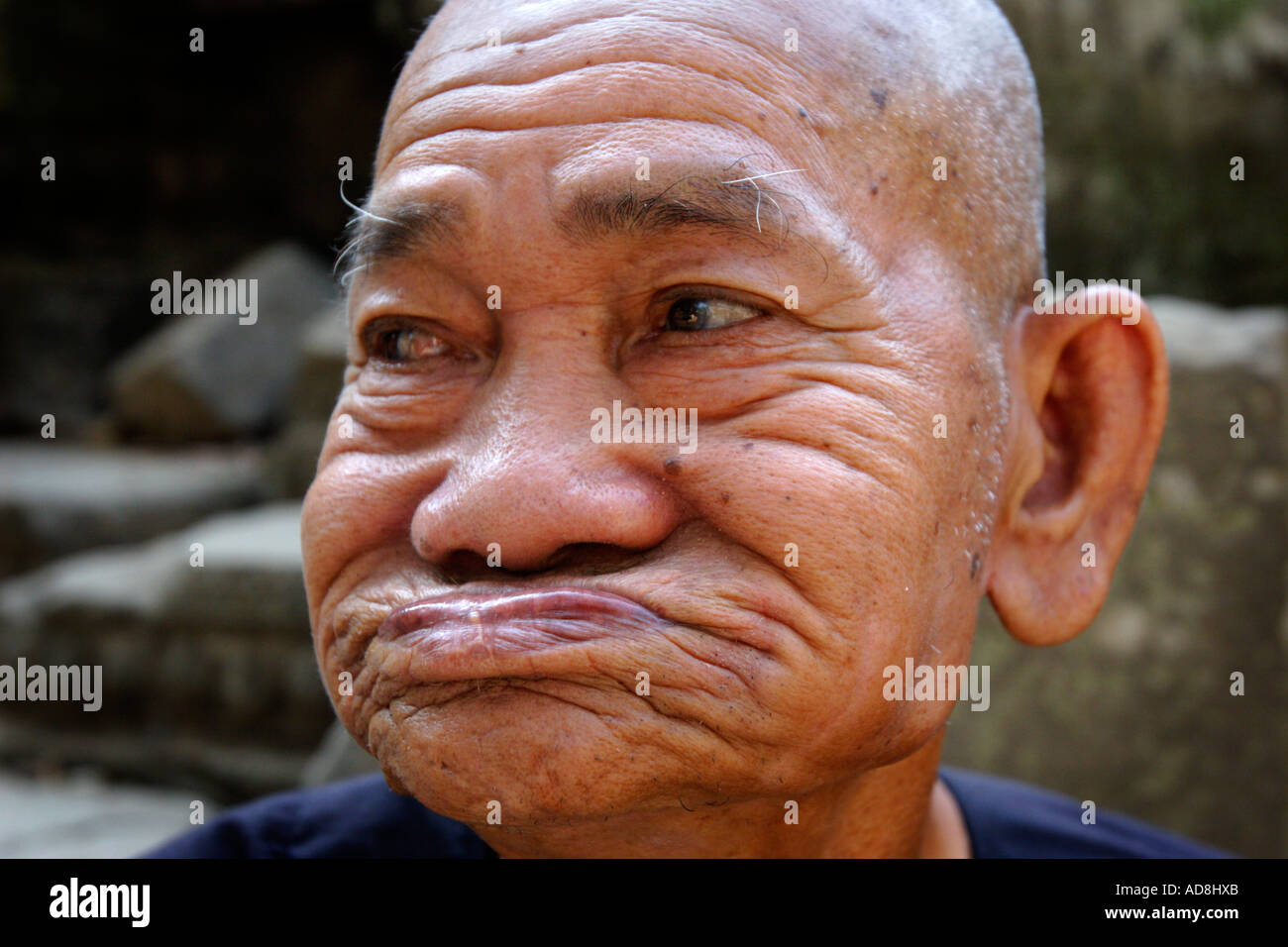 Caretaker of Ta Prohm temple, Angkor, Cambodia. Stock Photo