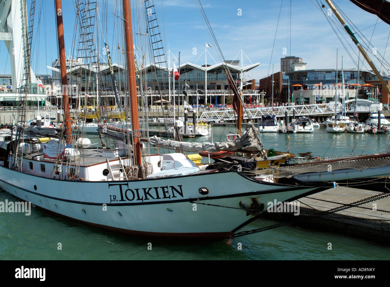 Waterfront marina and shops at Gunwharf Quays Portsmouth England UK