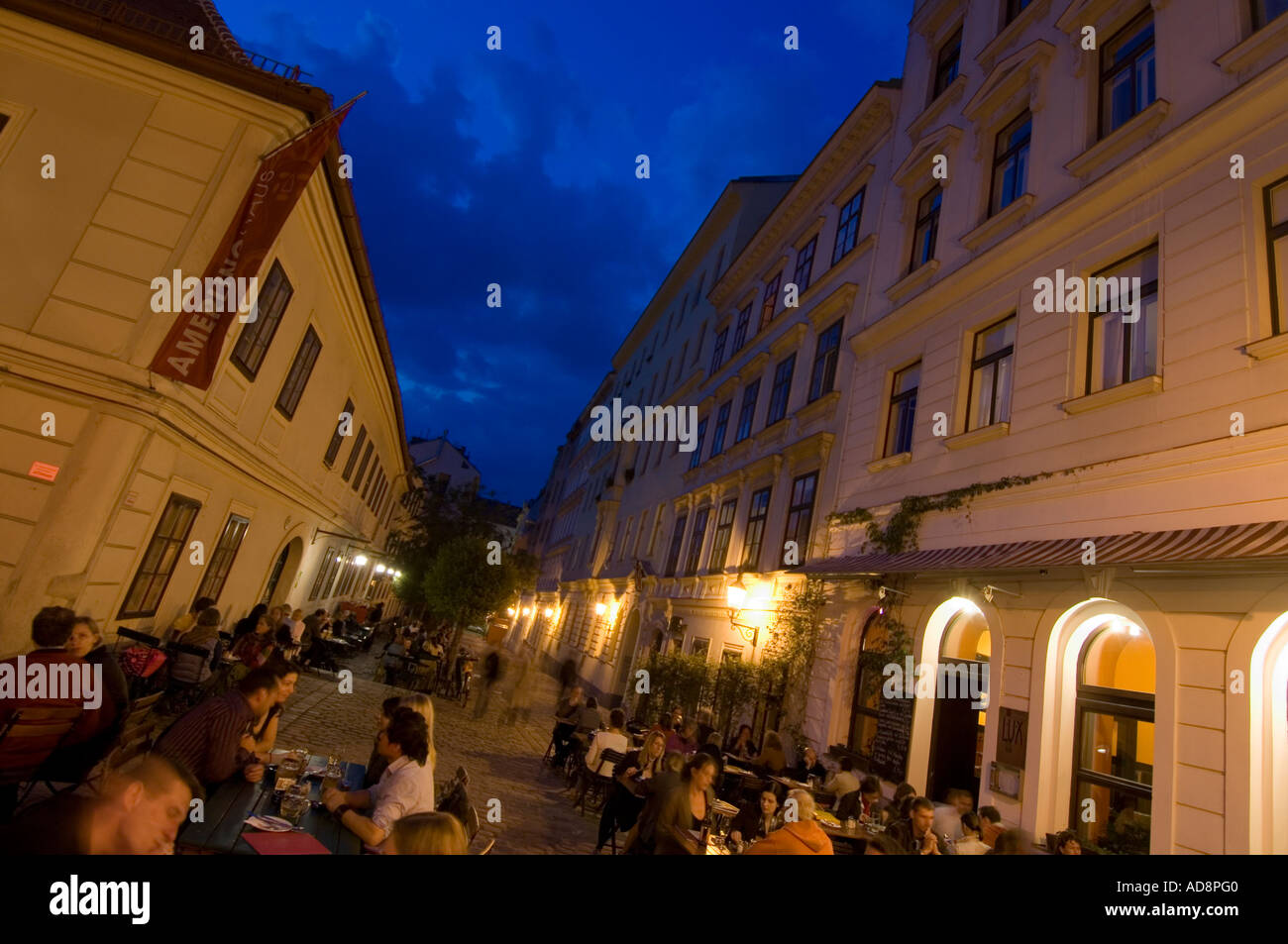 Vienna, Spittelberg, restaurant Amerlingbeisl, Lux, Plutzerbraeu Stock Photo