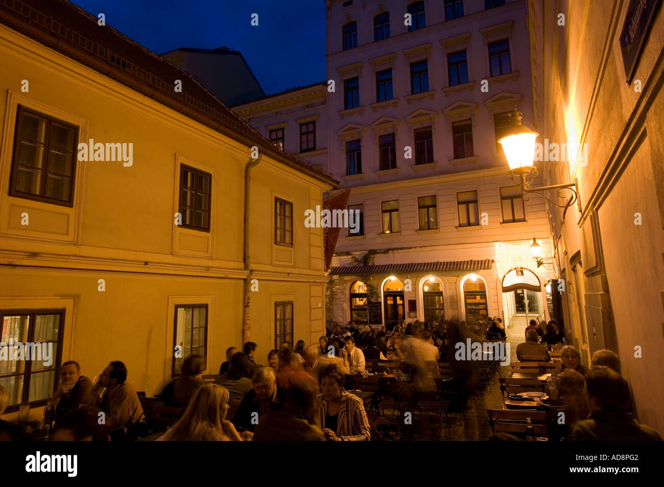 Vienna, Spittelberg, restaurant Amerlingbeisl, Lux, Plutzerbraeu Stock Photo